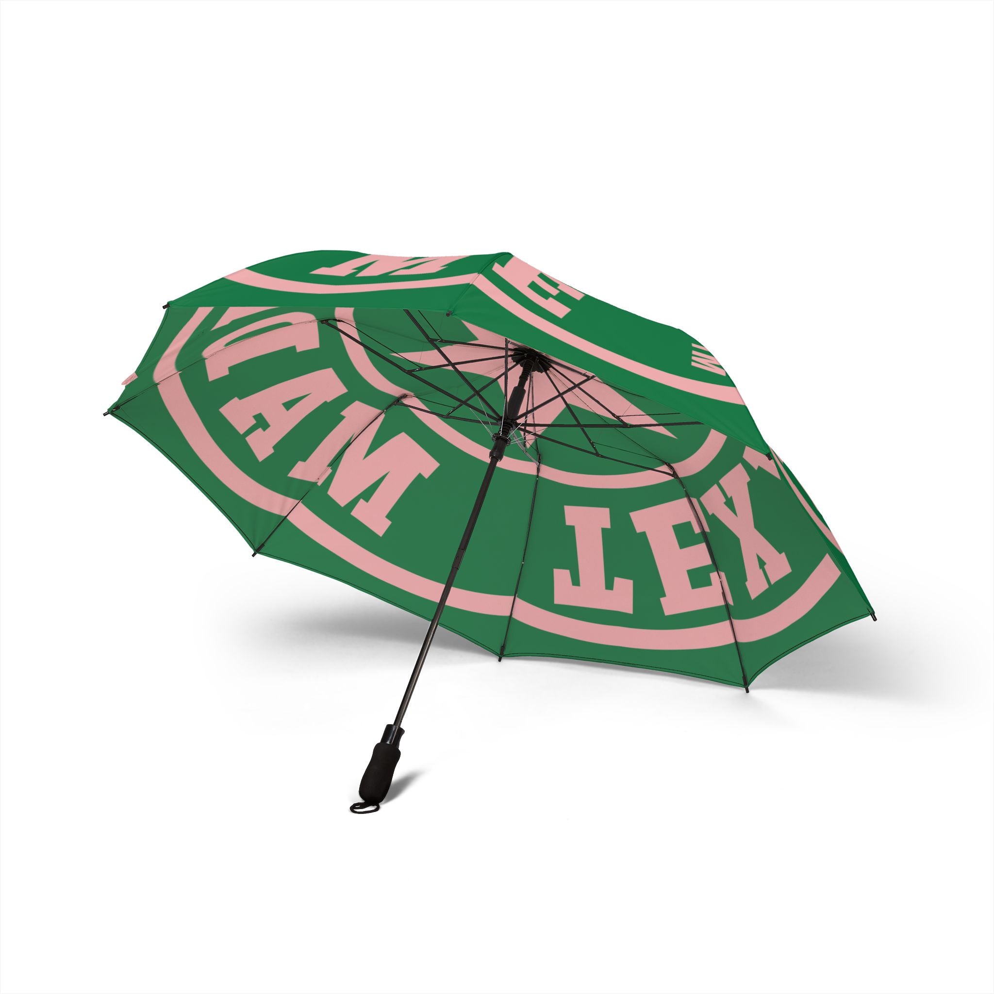 Pink & Green Foldable Umbrella – Texas Made Me Star Logo