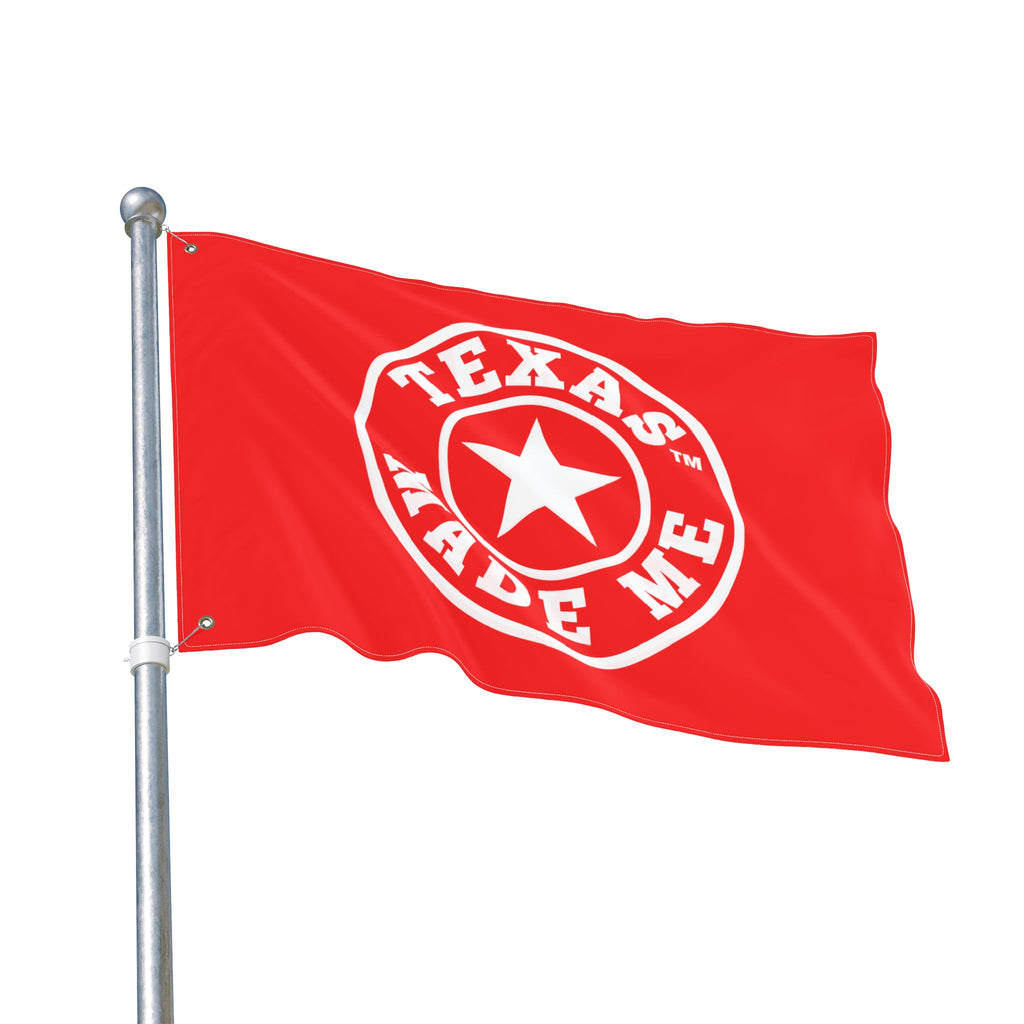 Texas Made Me Double-Sided Flag — Red, White and Blue Star State Pride Outdoor/Indoor Banner