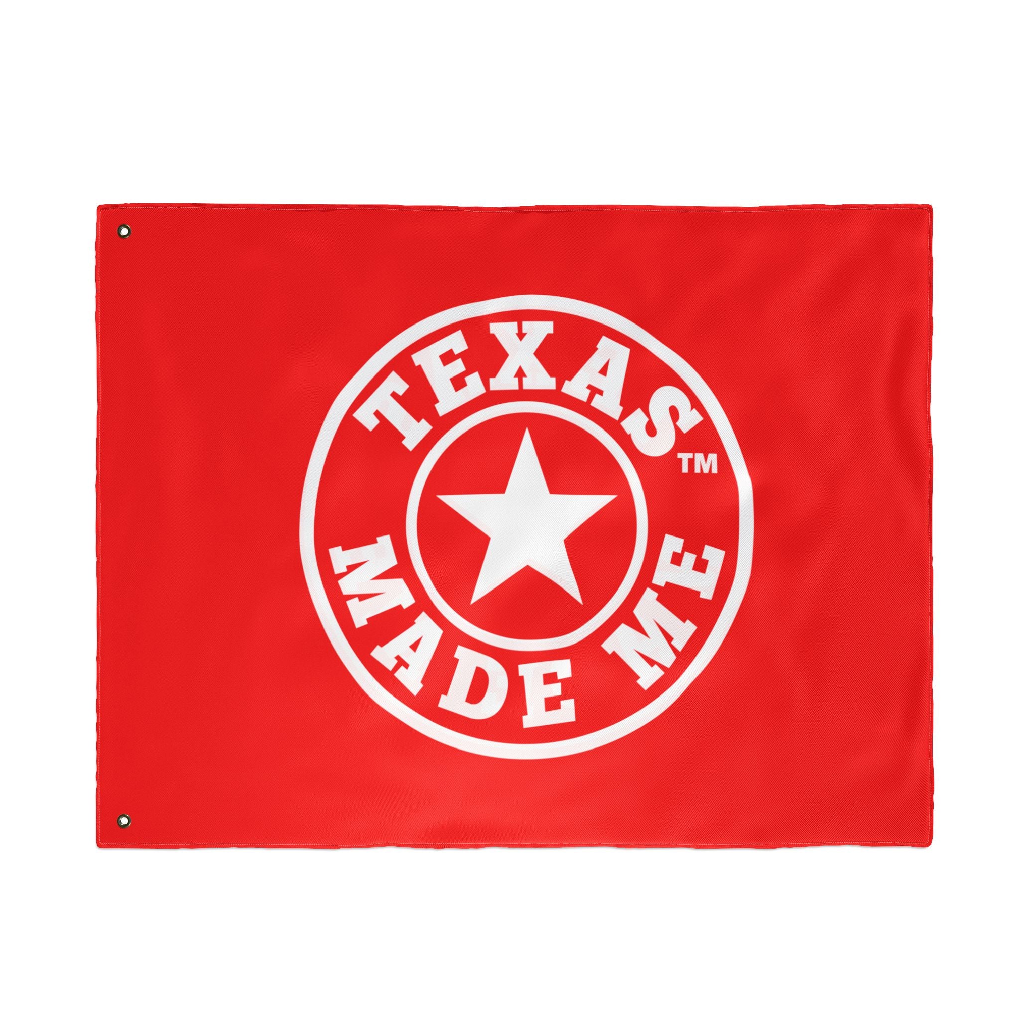 Texas Made Me Double-Sided Flag — Red, White and Blue Star State Pride Outdoor/Indoor Banner