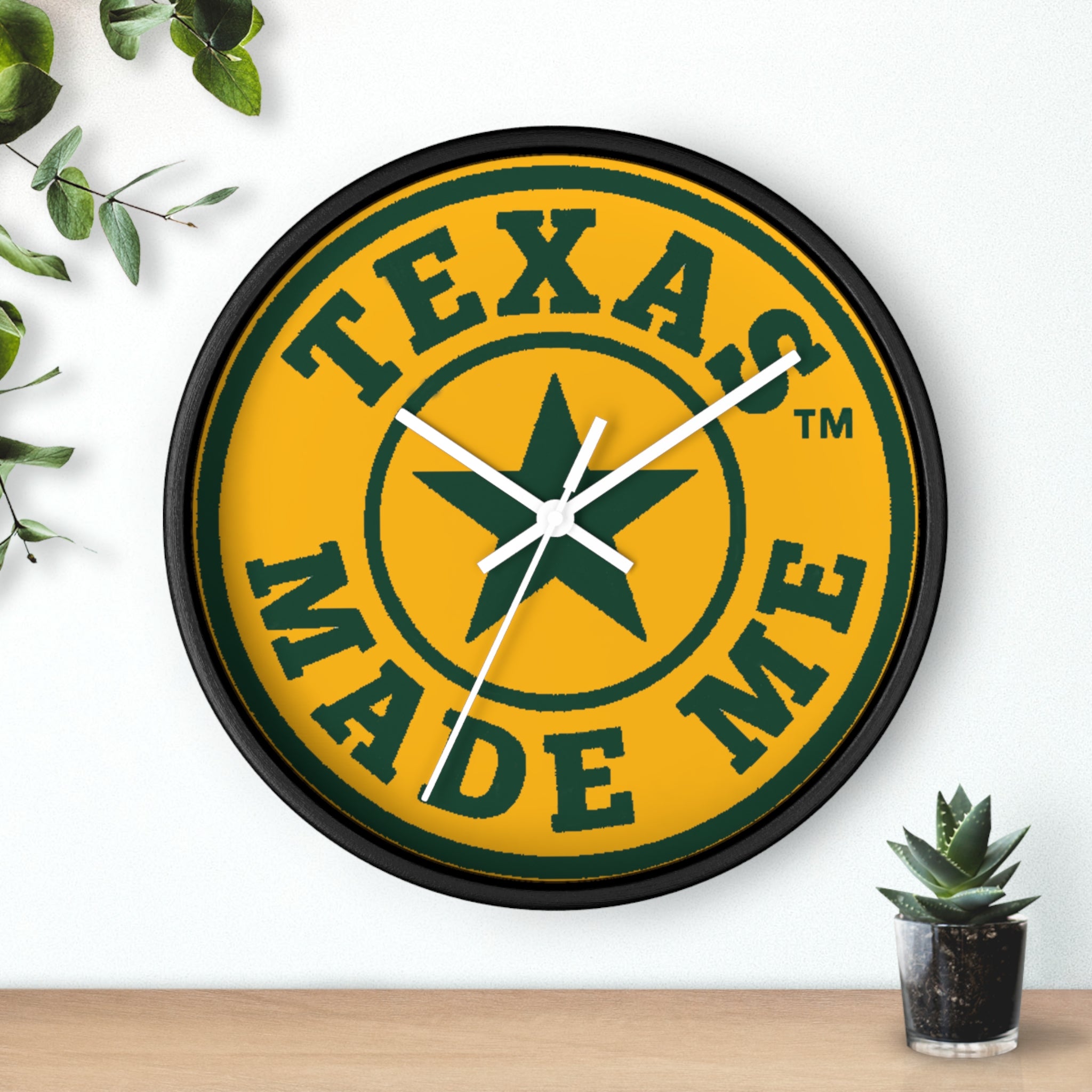 Texas Made Me Wall Clock — Rustic Lone Star Round Clock for Home & Office