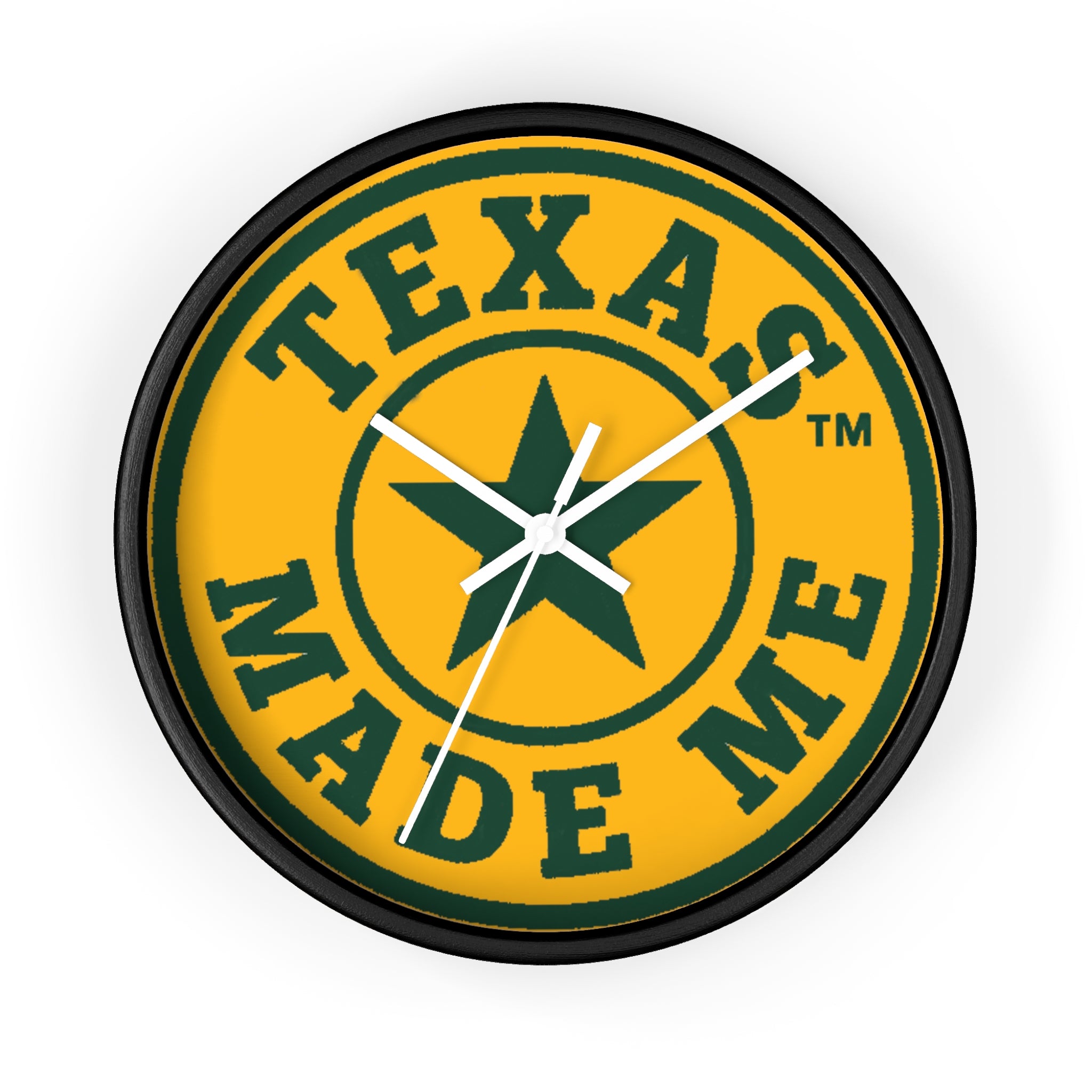 Texas Made Me Wall Clock — Rustic Lone Star Round Clock for Home & Office