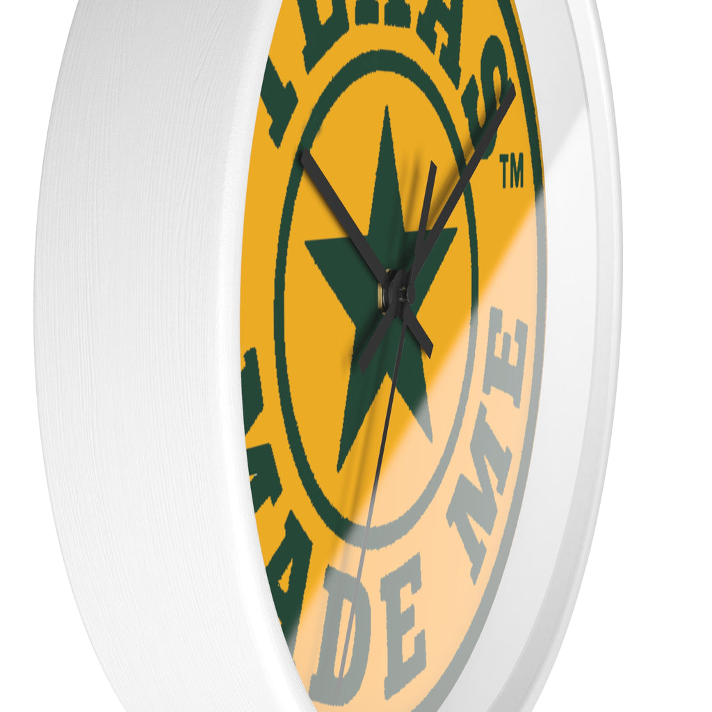 Texas Made Me Wall Clock — Rustic Lone Star Round Clock for Home & Office