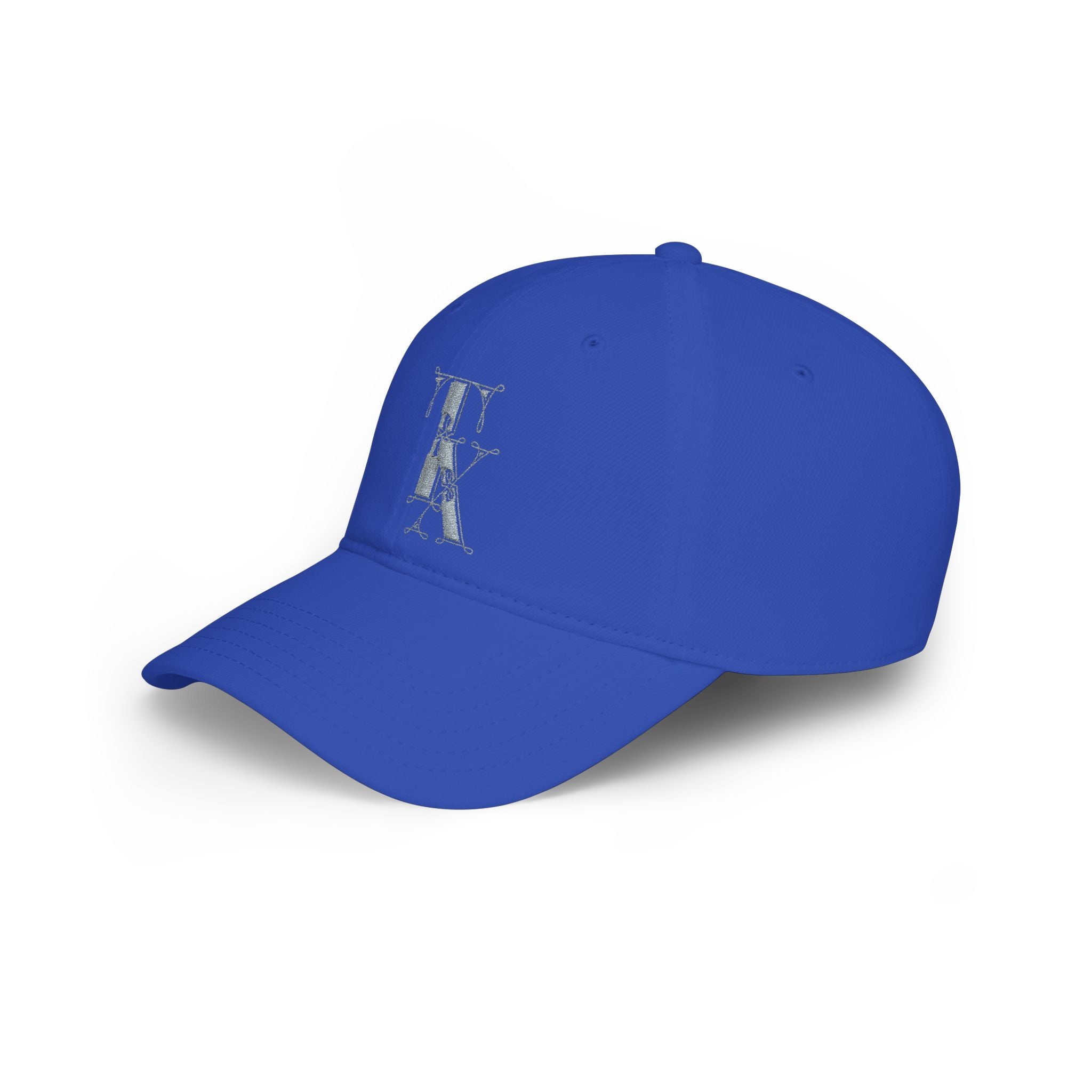 Silver Text Vintage Baseball Cap — Embroidered TX Low Profile Hat