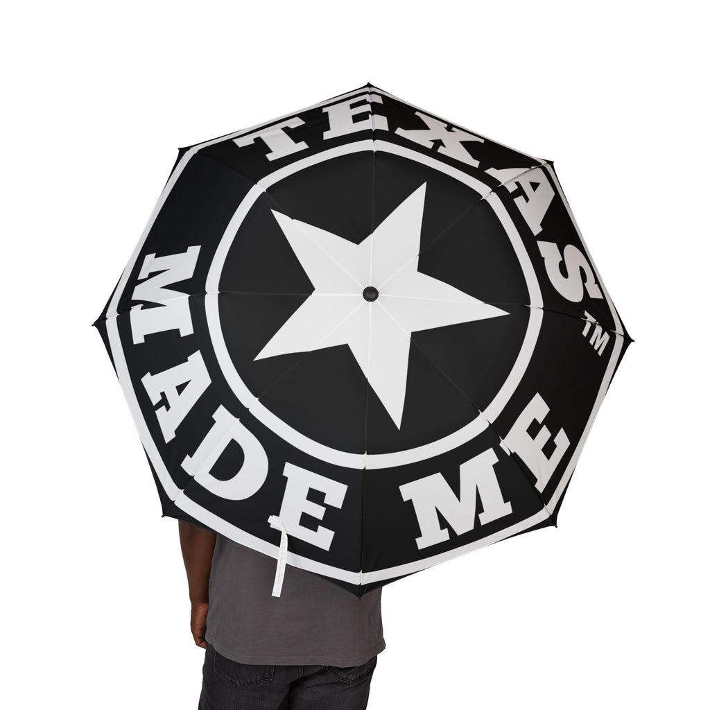 Black & White Foldable Umbrella – Texas Made Me Star Logo