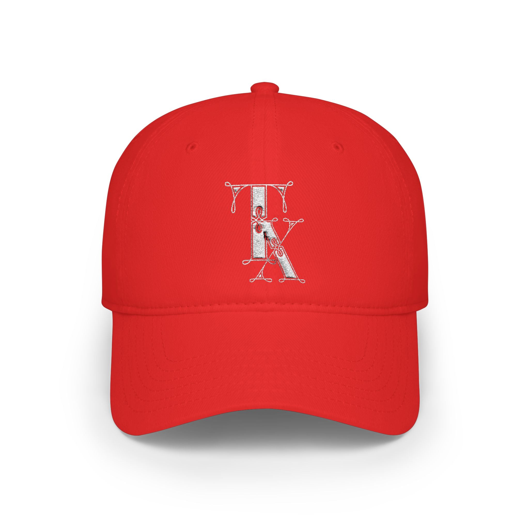 Red TX Baseball Cap — Embroidered TX Low Profile Hat