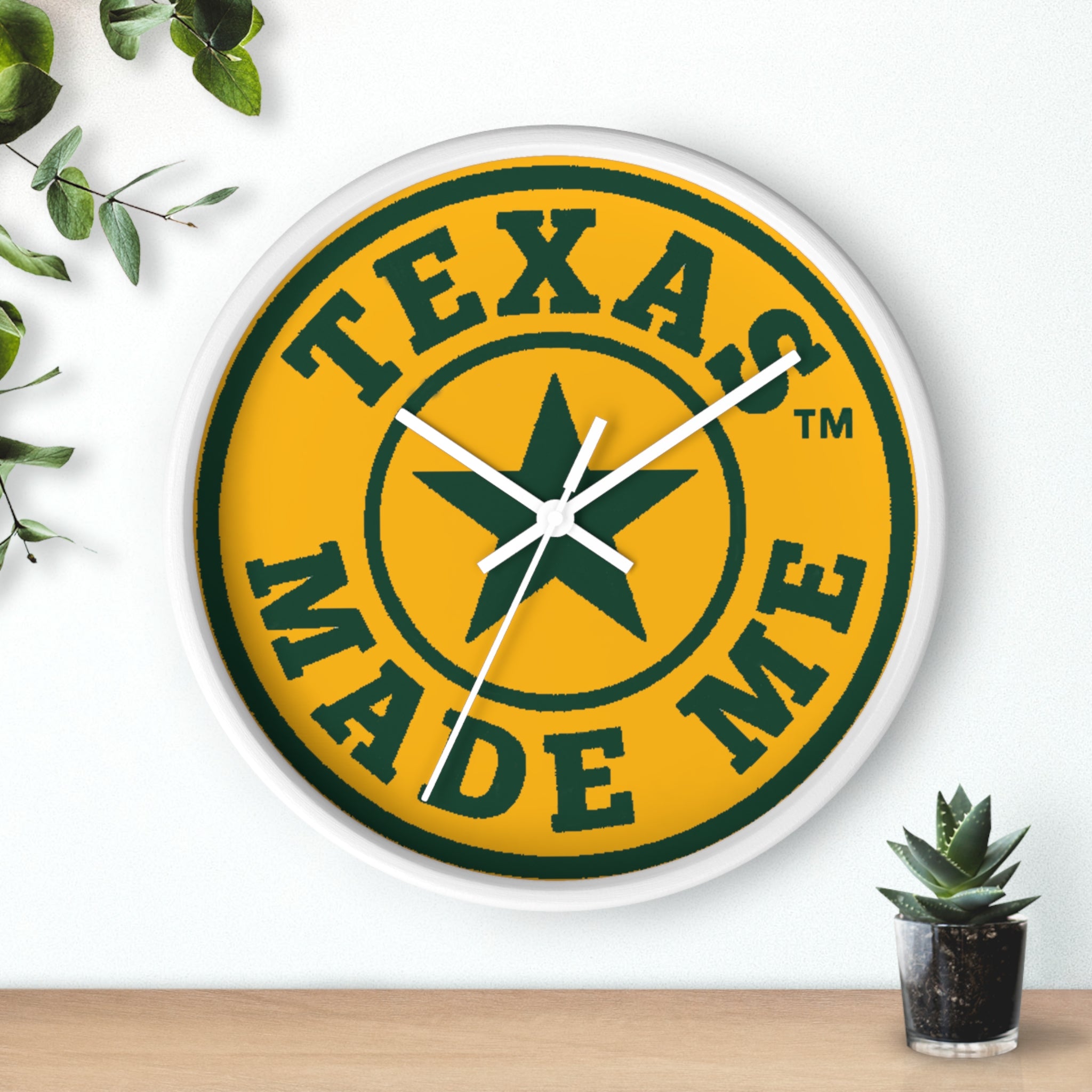 Texas Made Me Wall Clock — Rustic Lone Star Round Clock for Home & Office