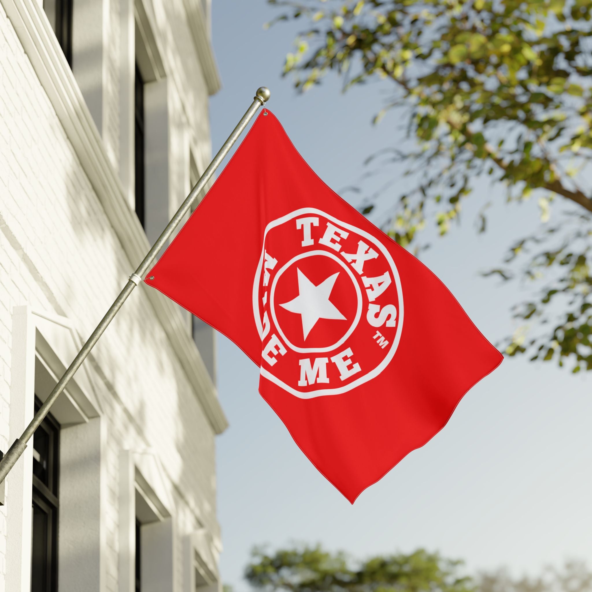 Texas Made Me Double-Sided Flag — Red, White and Blue Star State Pride Outdoor/Indoor Banner