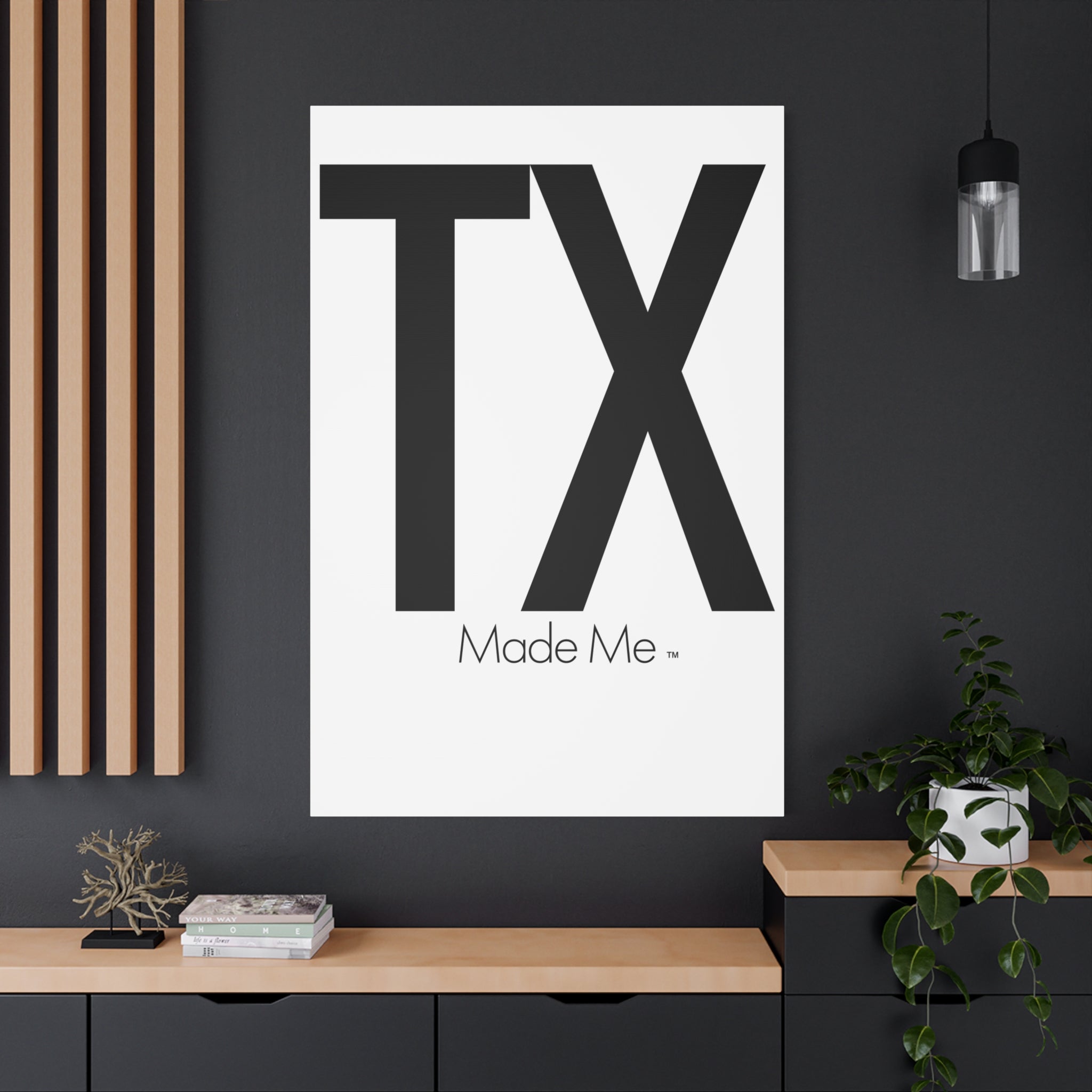 TX Made Me Matte Canvas Wall Art — Minimalist Texas Typography Print