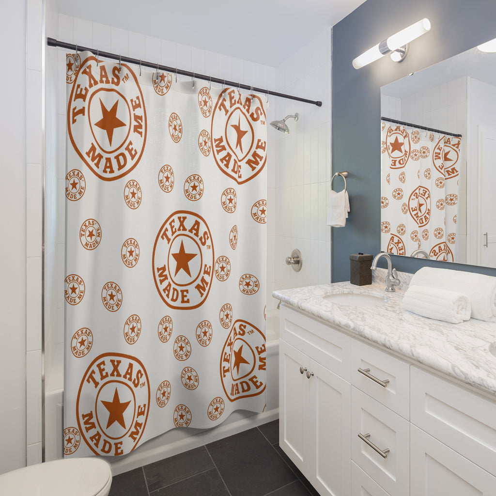 Texas Made Me Logo Print Shower Curtain