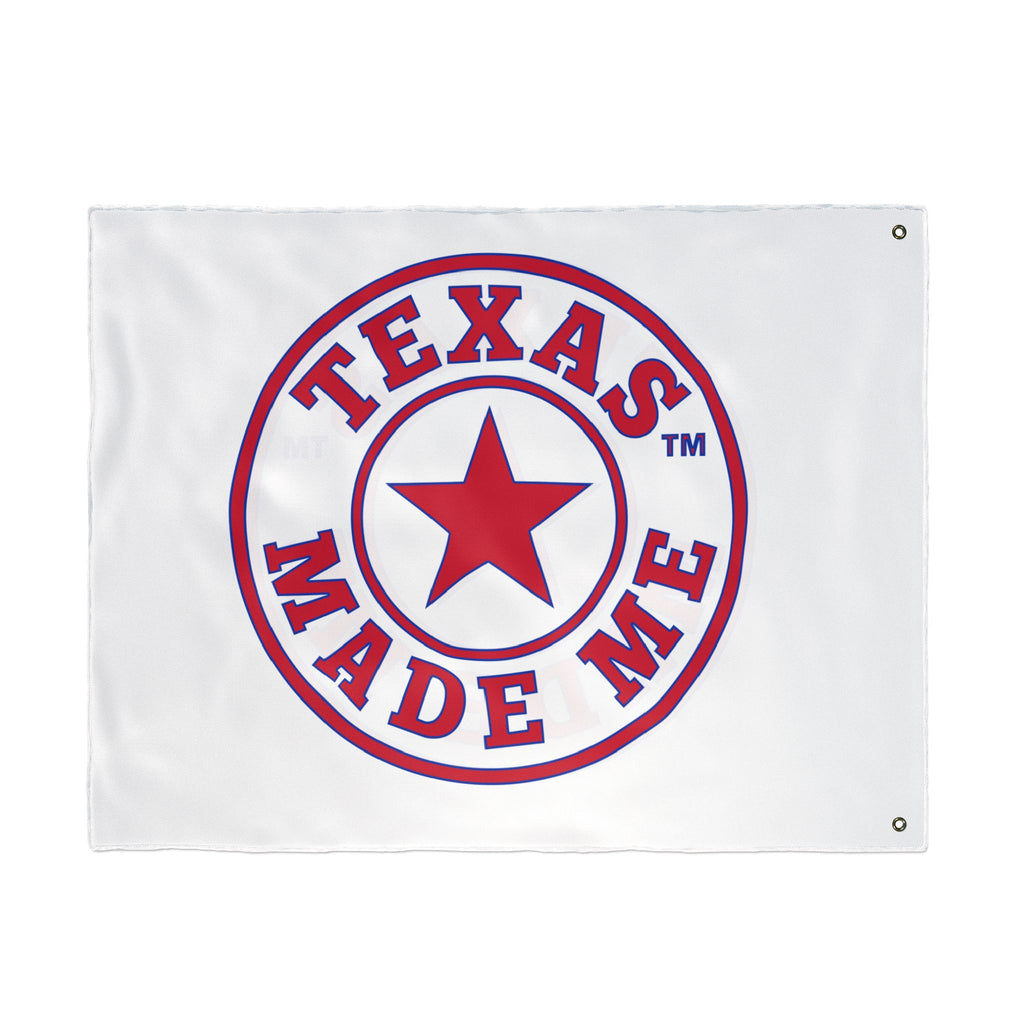 Texas Made Me Double-Sided Flag — Red, White and Blue Star State Pride Outdoor/Indoor Banner