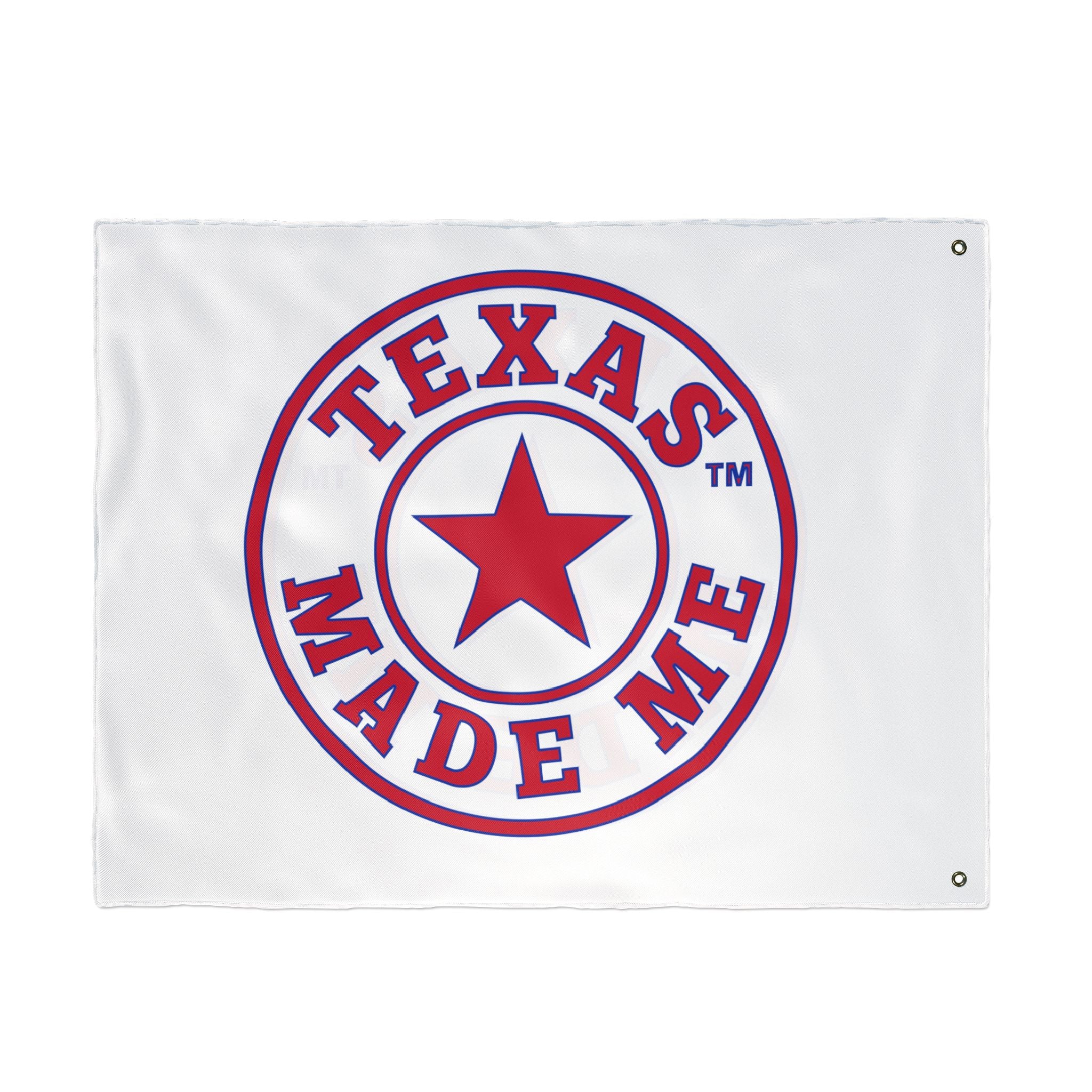 Texas Made Me Double-Sided Flag — Red, White and Blue Star State Pride Outdoor/Indoor Banner