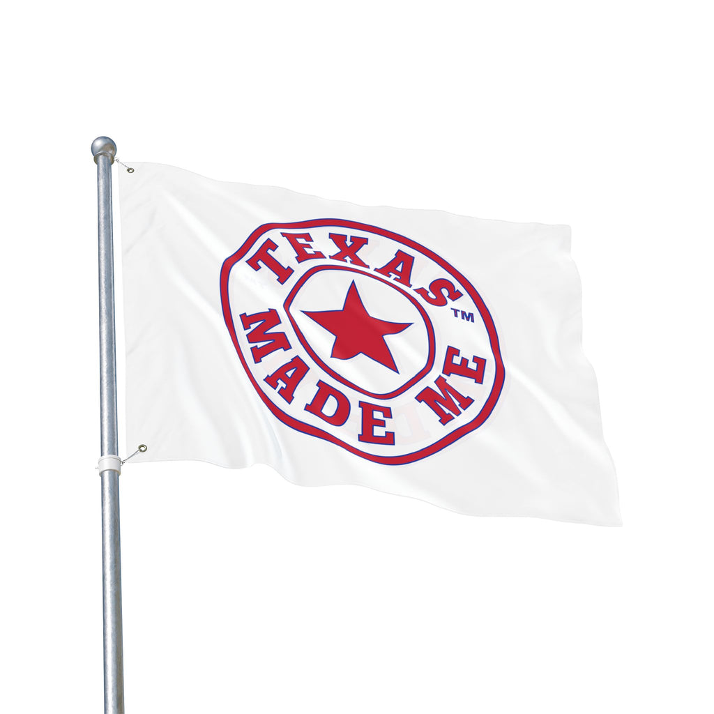 Texas Made Me Double-Sided Flag — Red, White and Blue Star State Pride Outdoor/Indoor Banner
