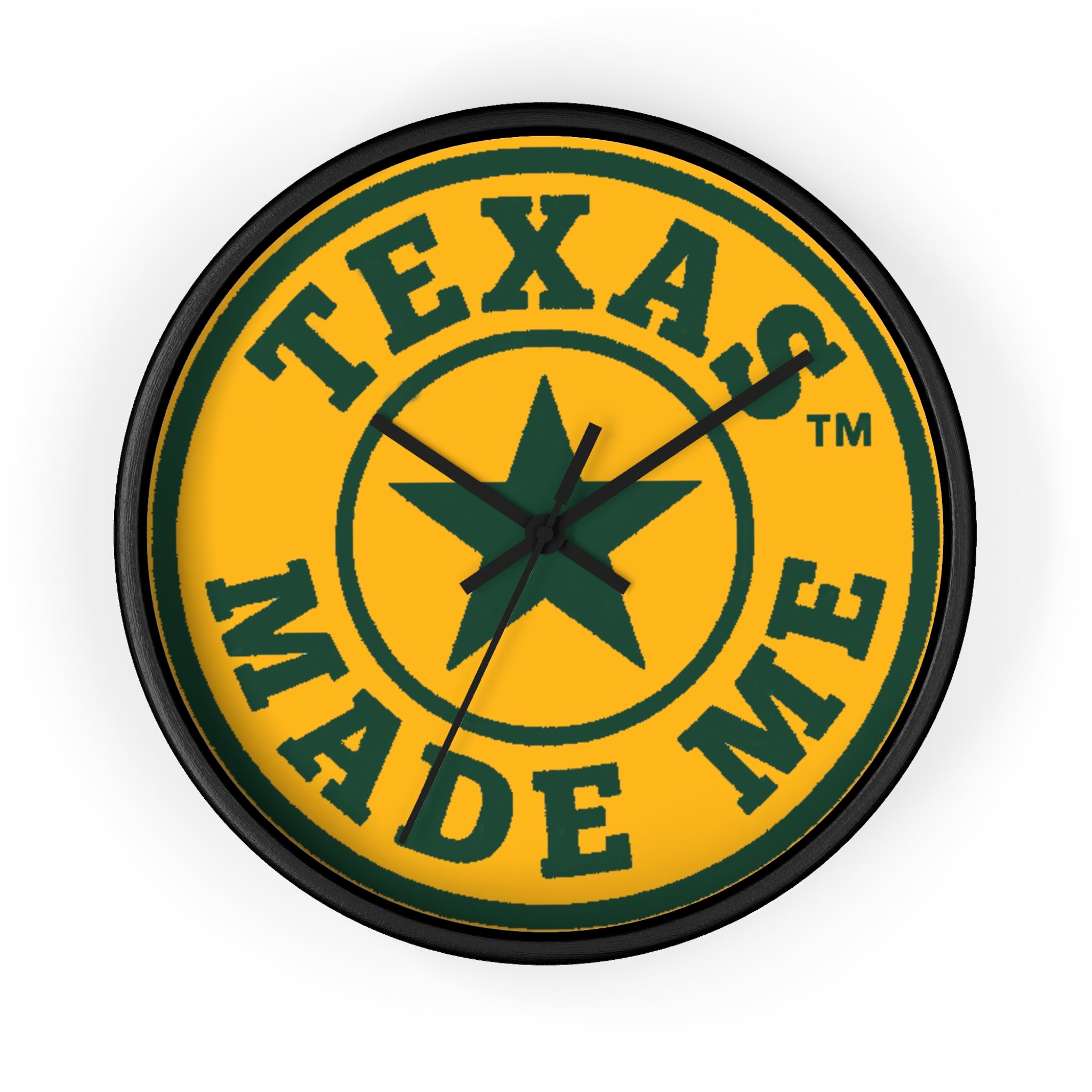 Texas Made Me Wall Clock — Rustic Lone Star Round Clock for Home & Office