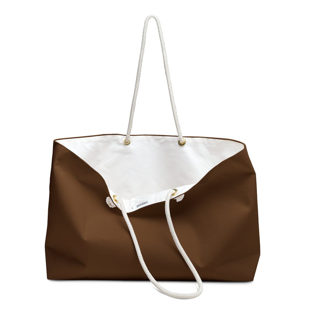 Texas Made Me Weekender Bag — Large Mahogany Travel Tote with Rope Handles