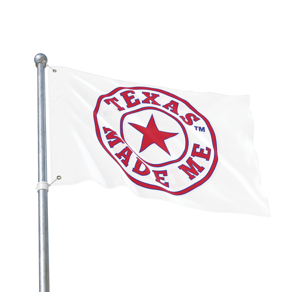 Texas Made Me Double-Sided Flag — Red, White and Blue Star State Pride Outdoor/Indoor Banner