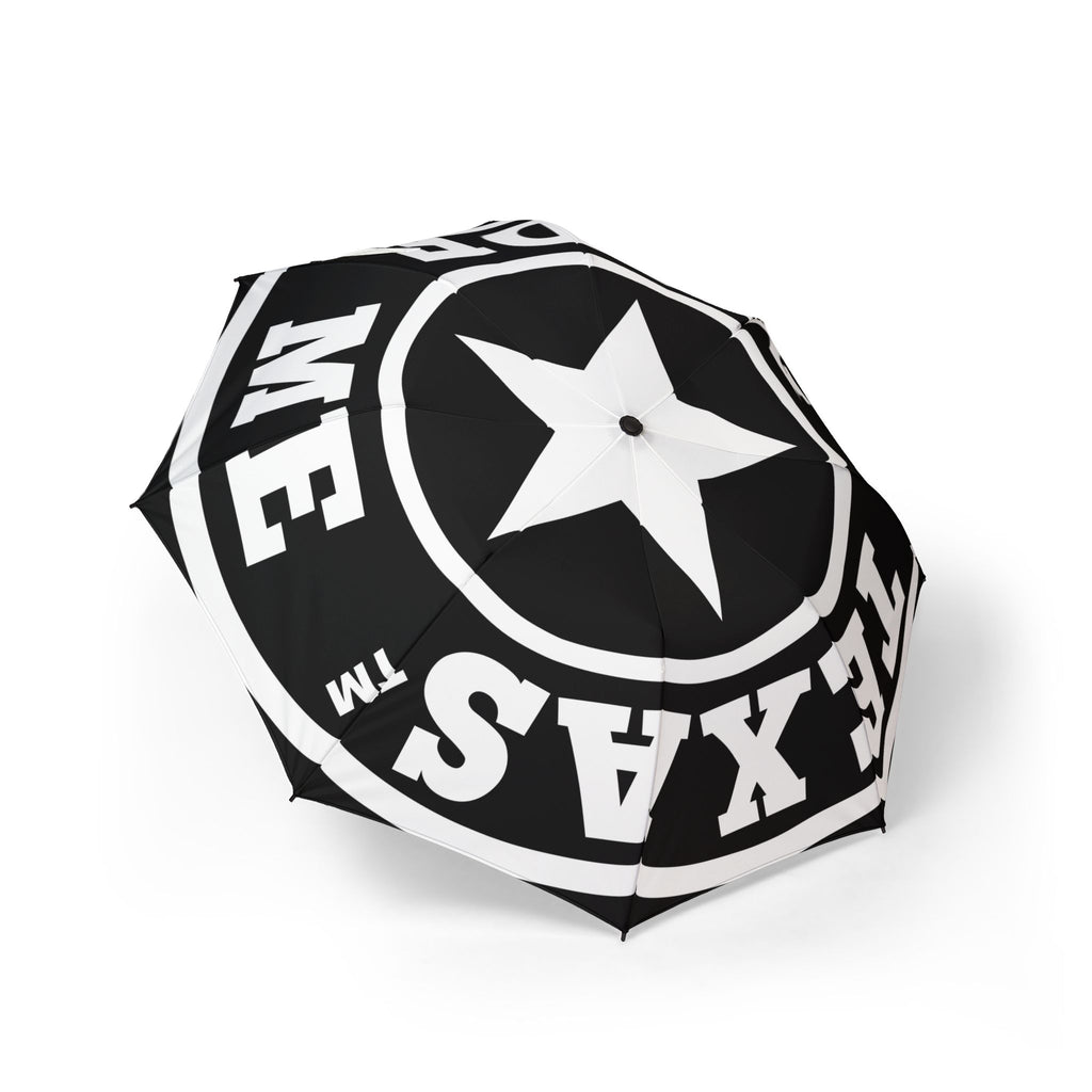 Black & White Foldable Umbrella – Texas Made Me Star Logo