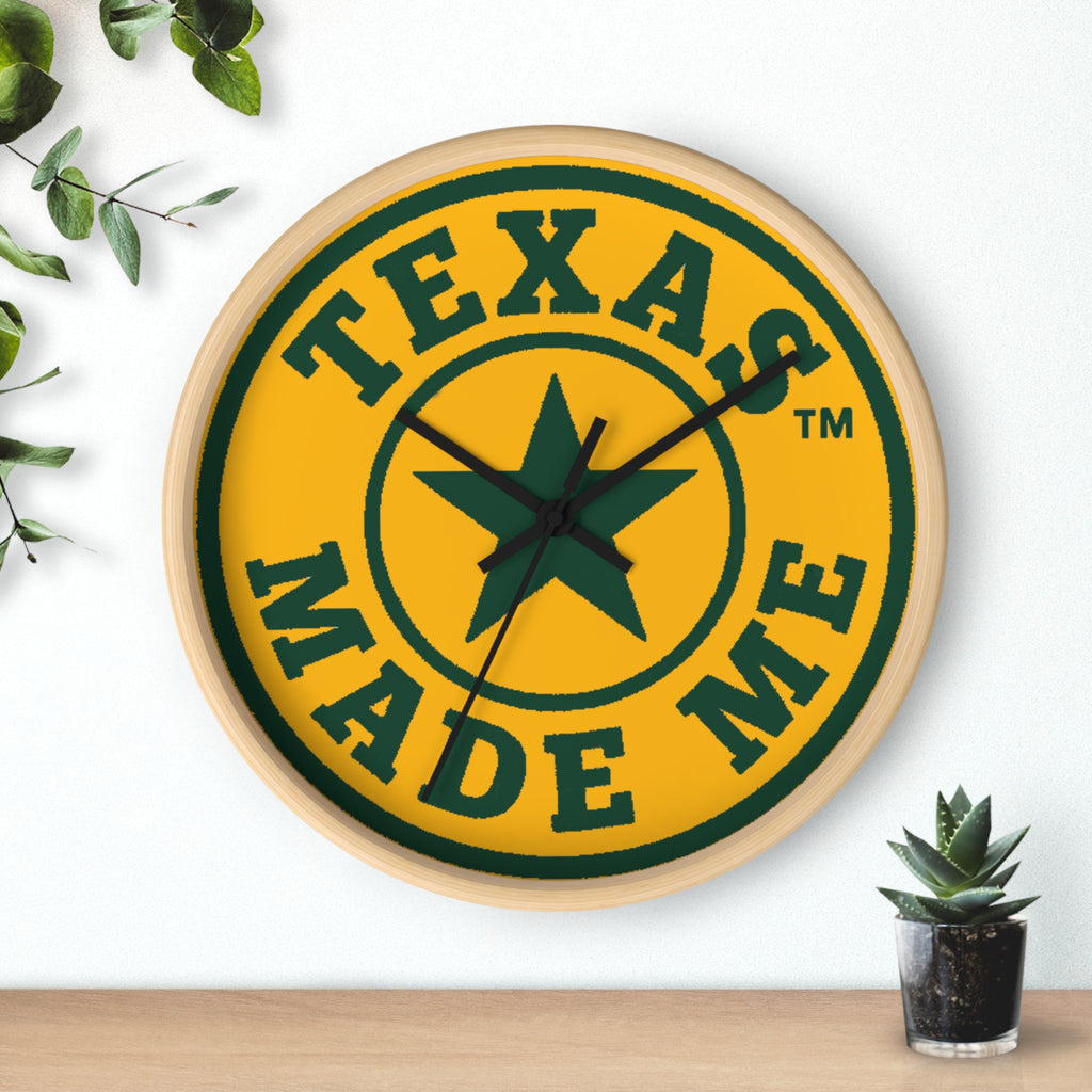 Texas Made Me Wall Clock — Rustic Lone Star Round Clock for Home & Office