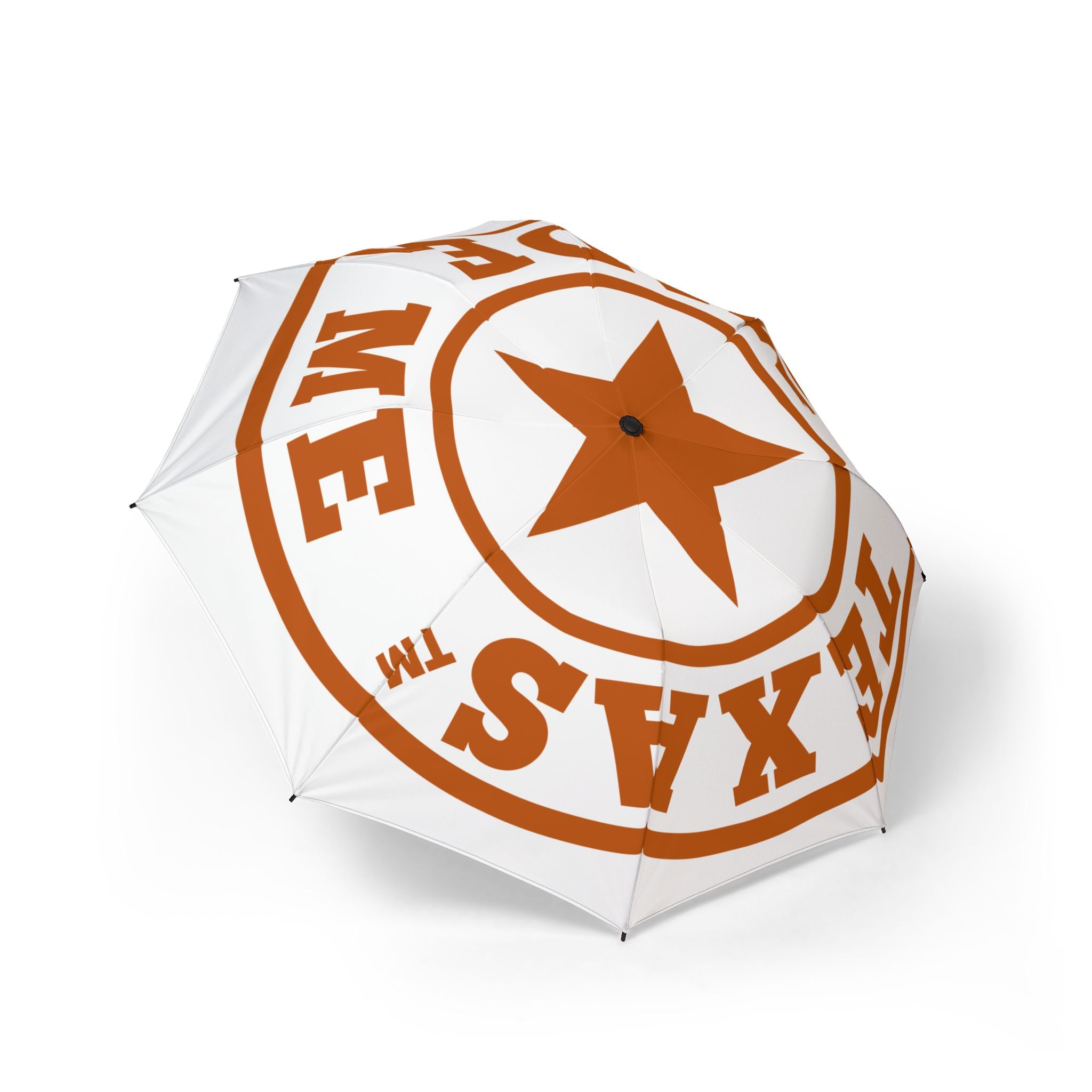 Foldable Umbrella – Texas Made Me Star Logo (Burnt Orange & White)