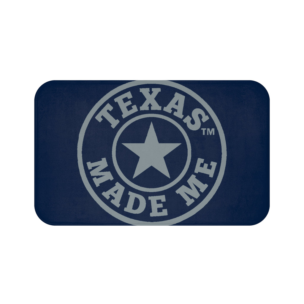 Texas Made Me Bath Mat – Navy and Silver Lone Star Bathroom Rug