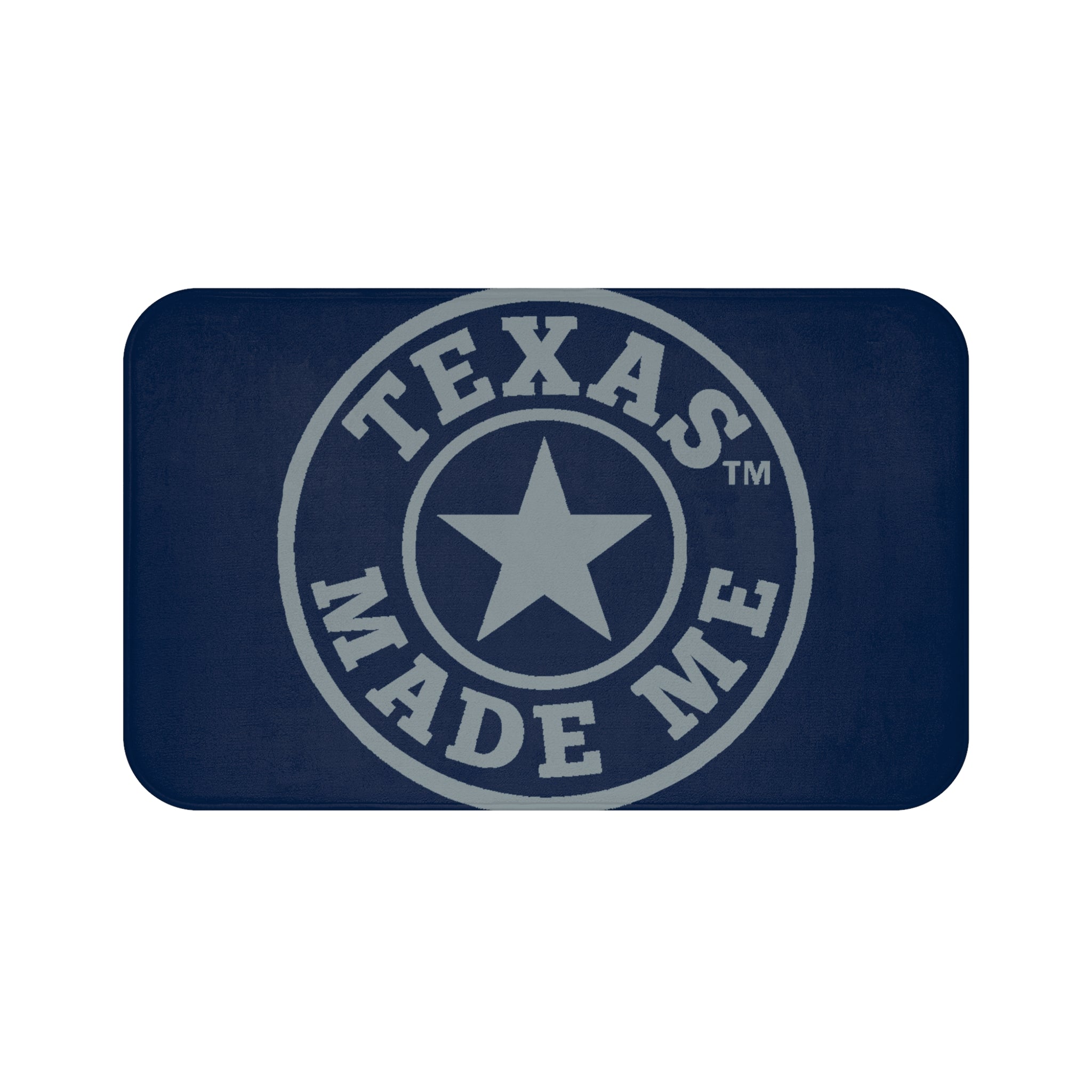 Texas Made Me Bath Mat – Navy and Silver Lone Star Bathroom Rug