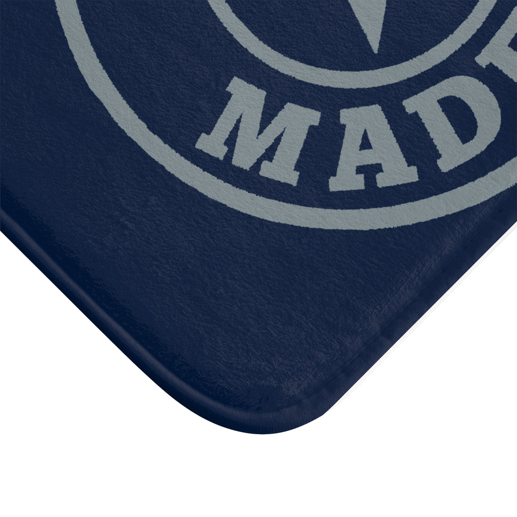 Texas Made Me Bath Mat – Navy and Silver Lone Star Bathroom Rug