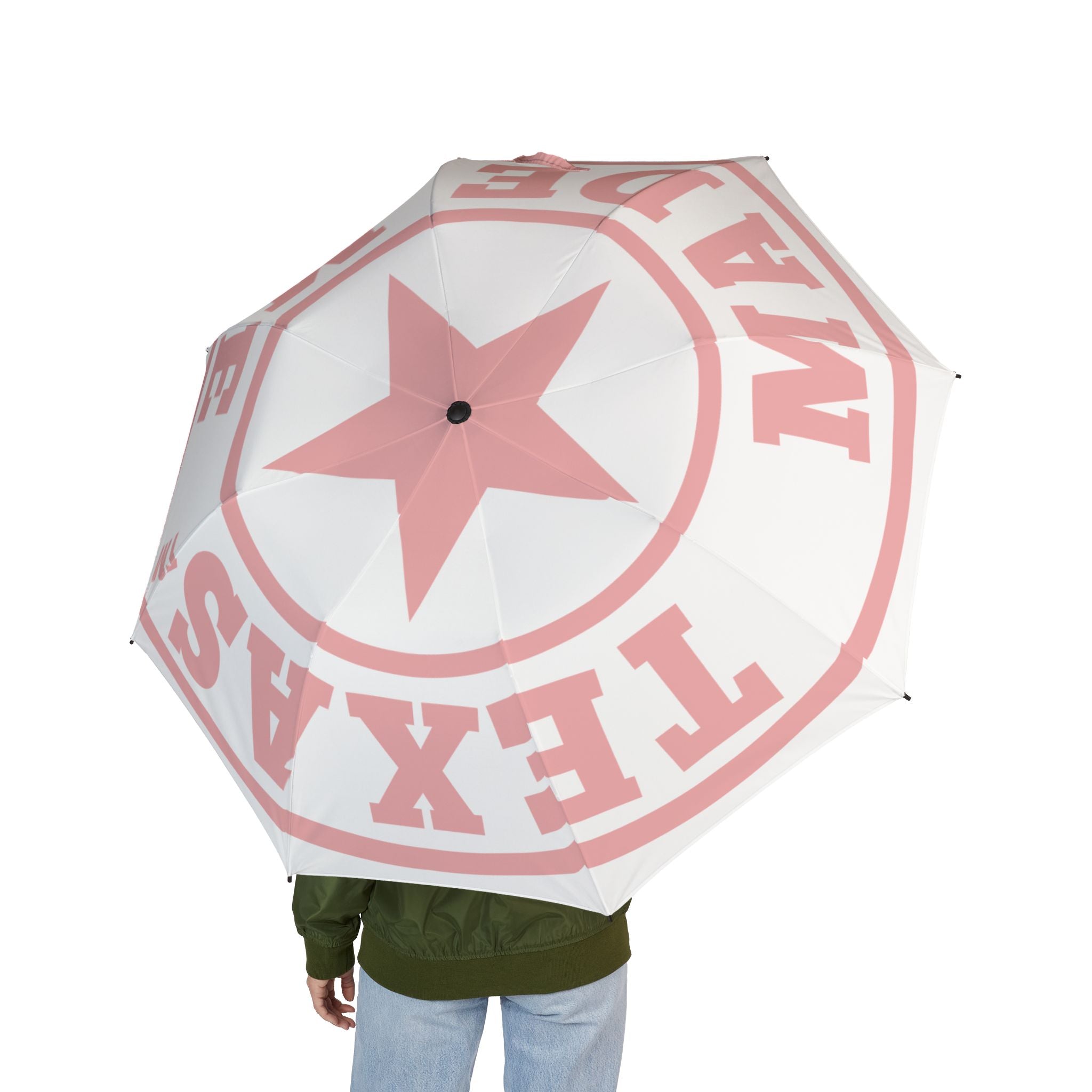 Pink Foldable Umbrella – Texas Made Me Star Logo
