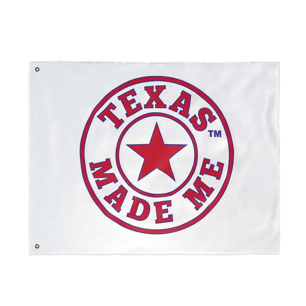 Texas Made Me Double-Sided Flag — Red, White and Blue Star State Pride Outdoor/Indoor Banner