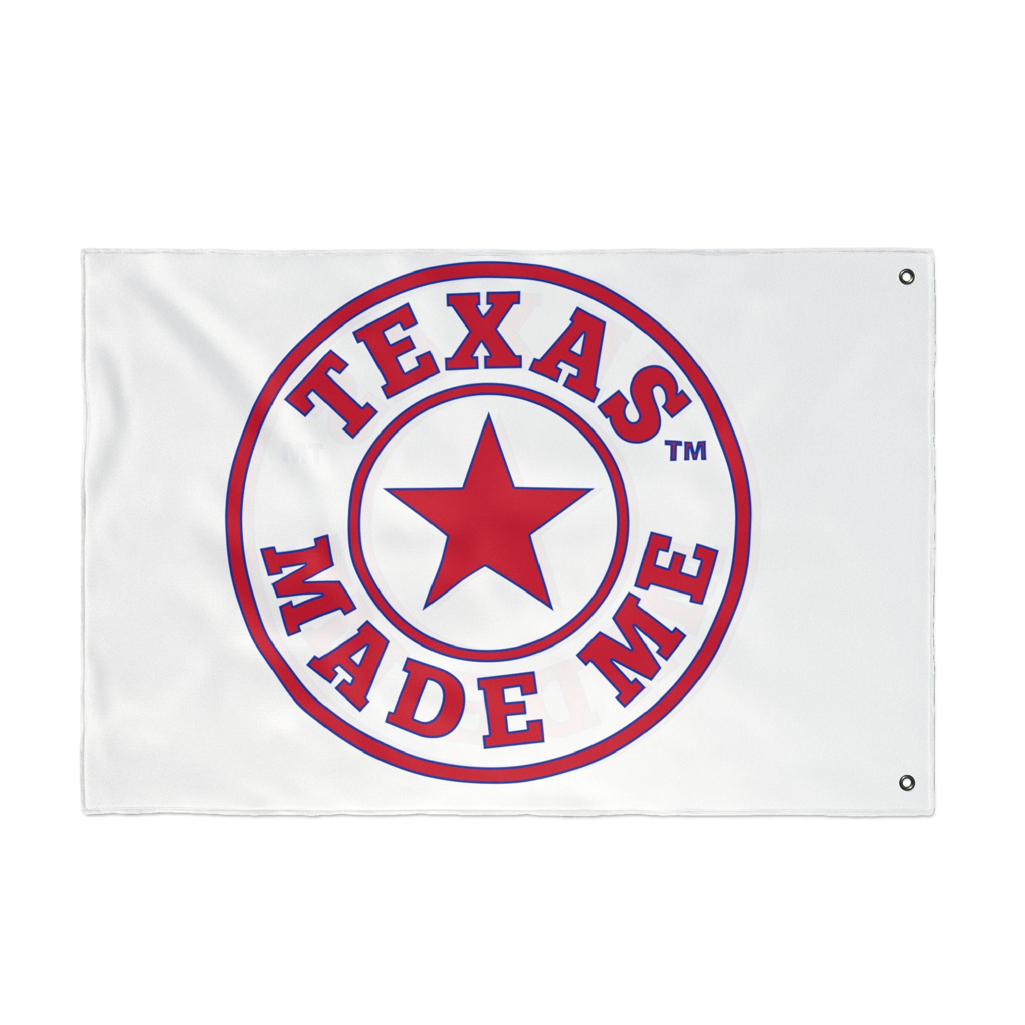 Texas Made Me Double-Sided Flag — Red, White and Blue Star State Pride Outdoor/Indoor Banner