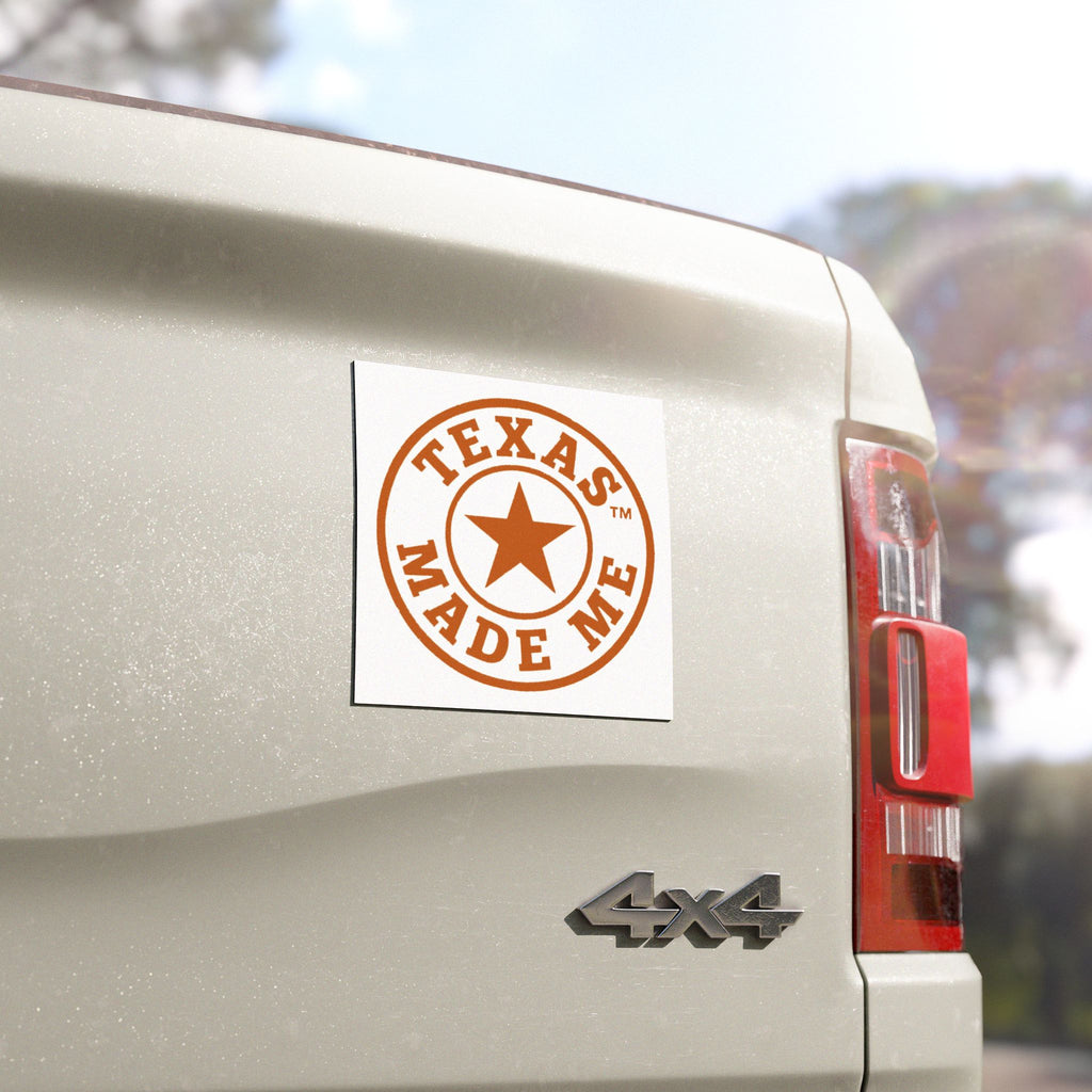 Burnt Orange / White Car Magnet - Round Lone Star Vehicle Decal