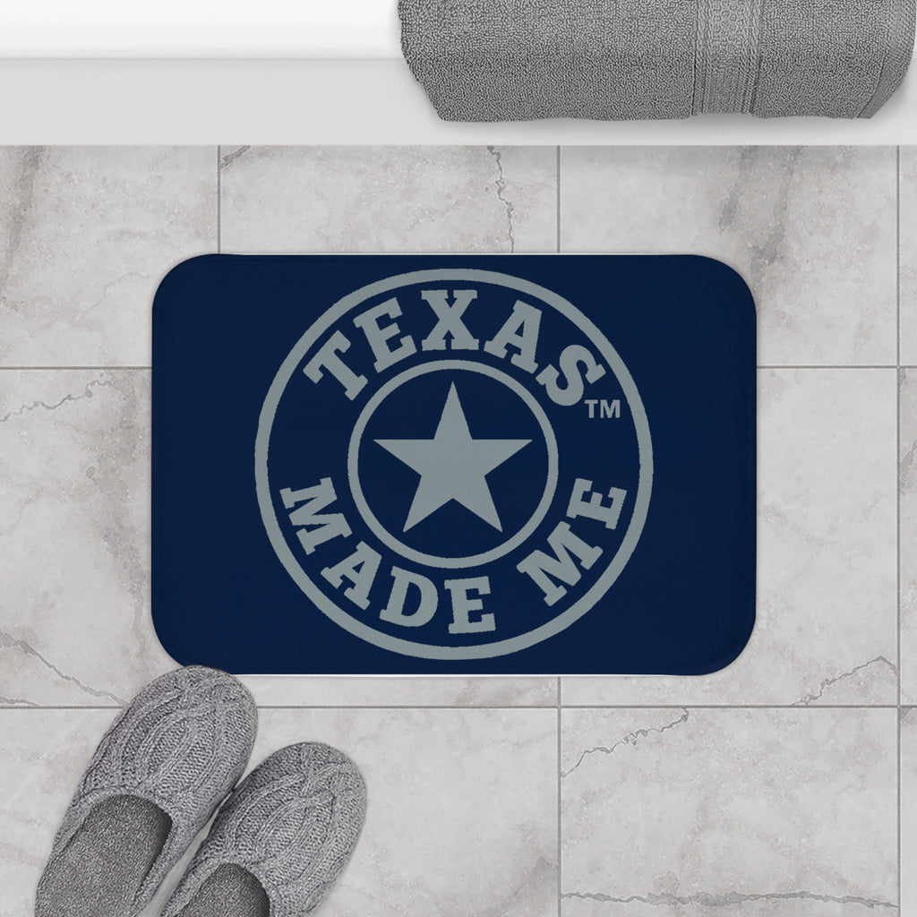 Texas Made Me Bath Mat – Navy and Silver Lone Star Bathroom Rug