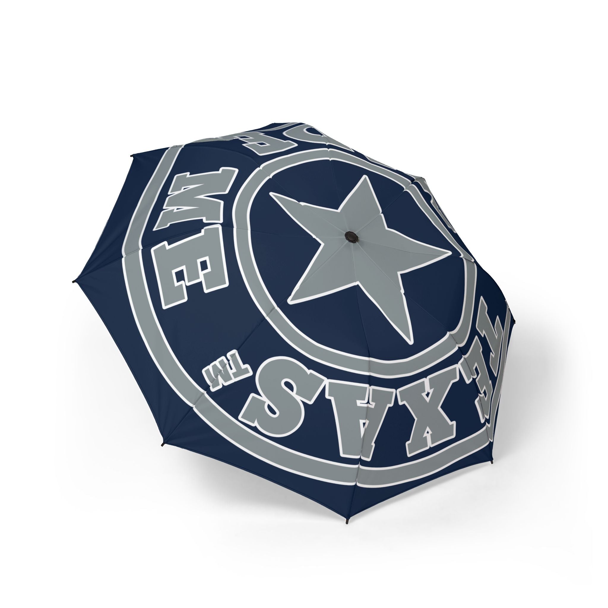 Navy and Blue Foldable Umbrella – Texas Made Me Star Logo