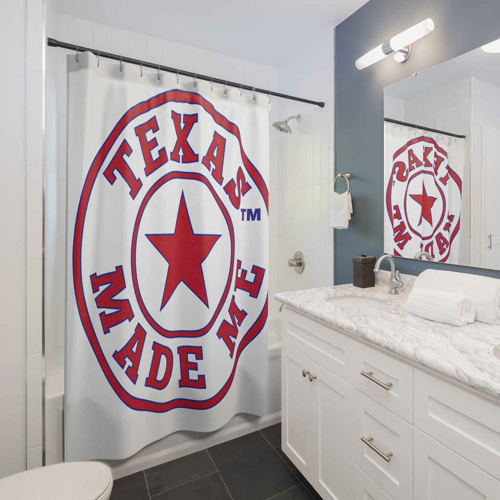 Red, White and Blue TMM Logo Shower Curtain