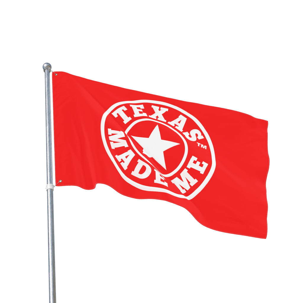 Texas Made Me Double-Sided Flag — Red, White and Blue Star State Pride Outdoor/Indoor Banner