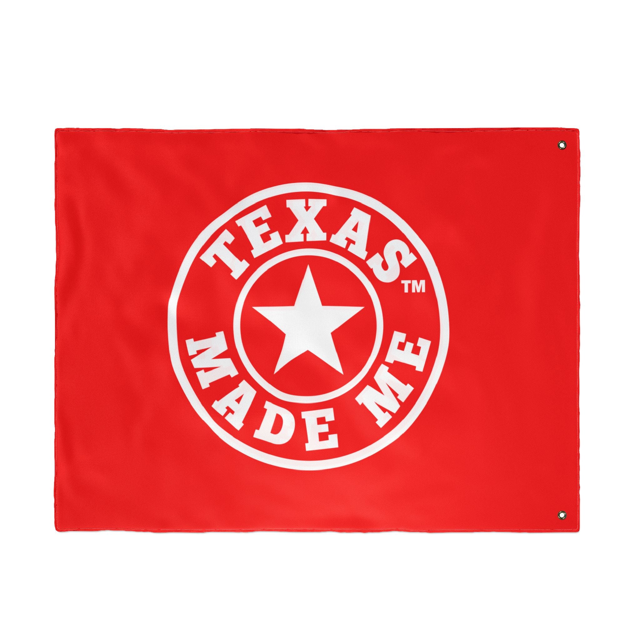 Texas Made Me Double-Sided Flag — Red, White and Blue Star State Pride Outdoor/Indoor Banner