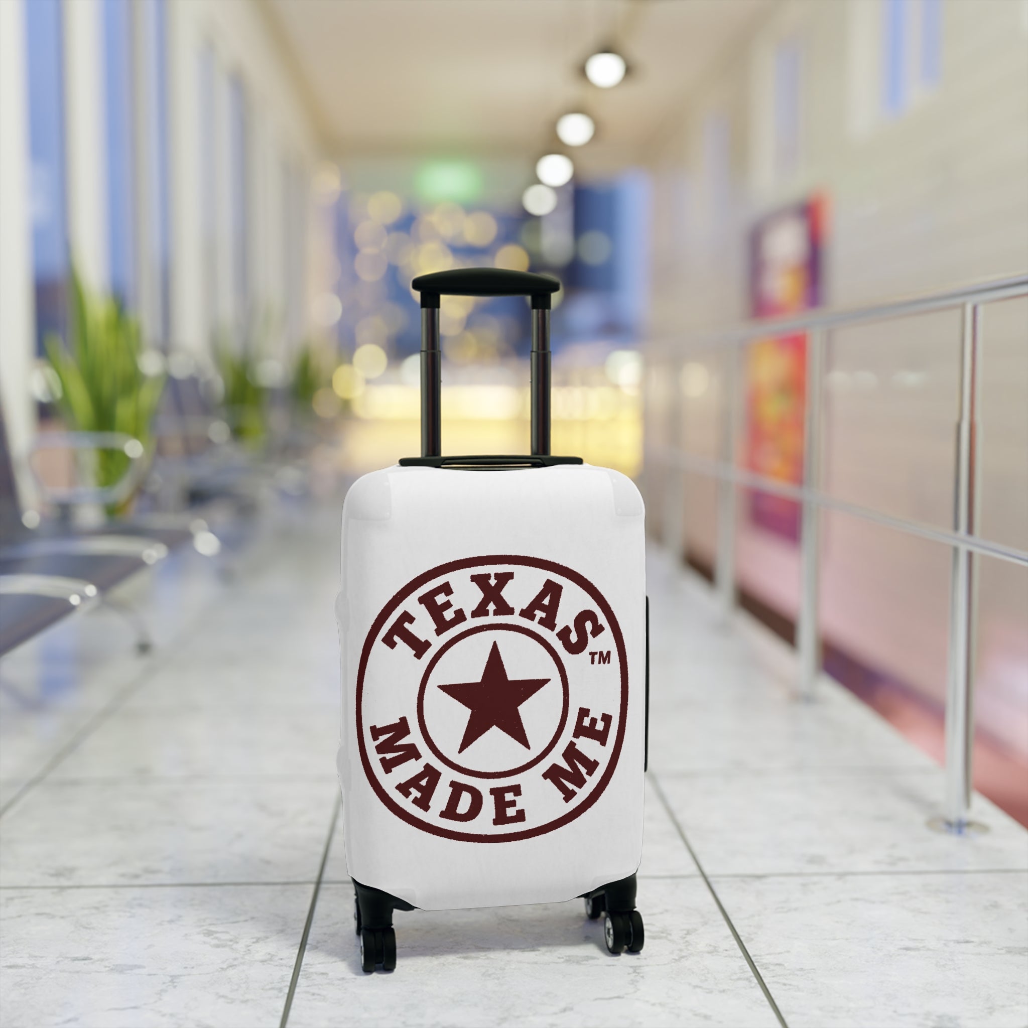 Texas Made Me Luggage Cover — Travel Cover with Texas State Graphic