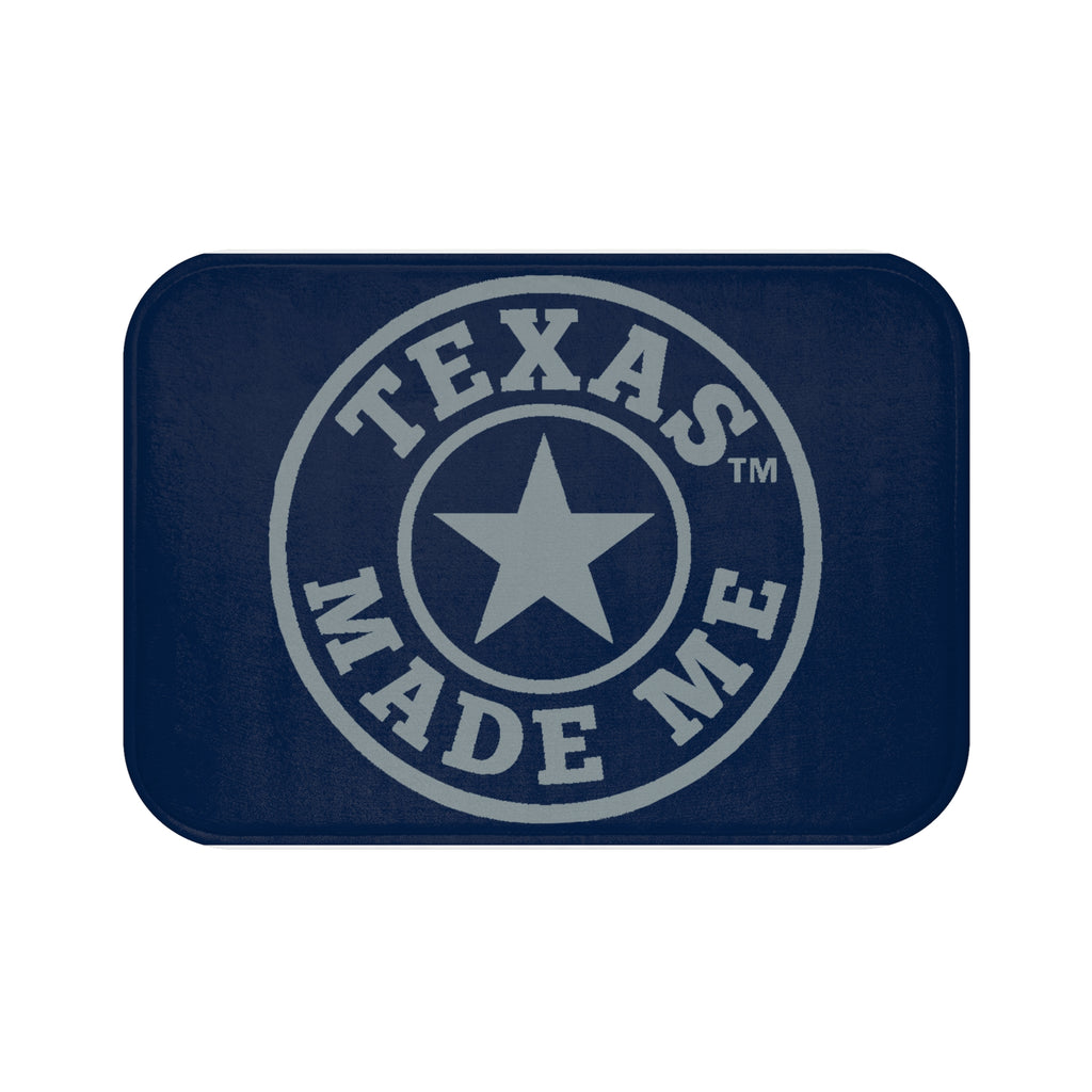 Texas Made Me Bath Mat – Navy and Silver Lone Star Bathroom Rug