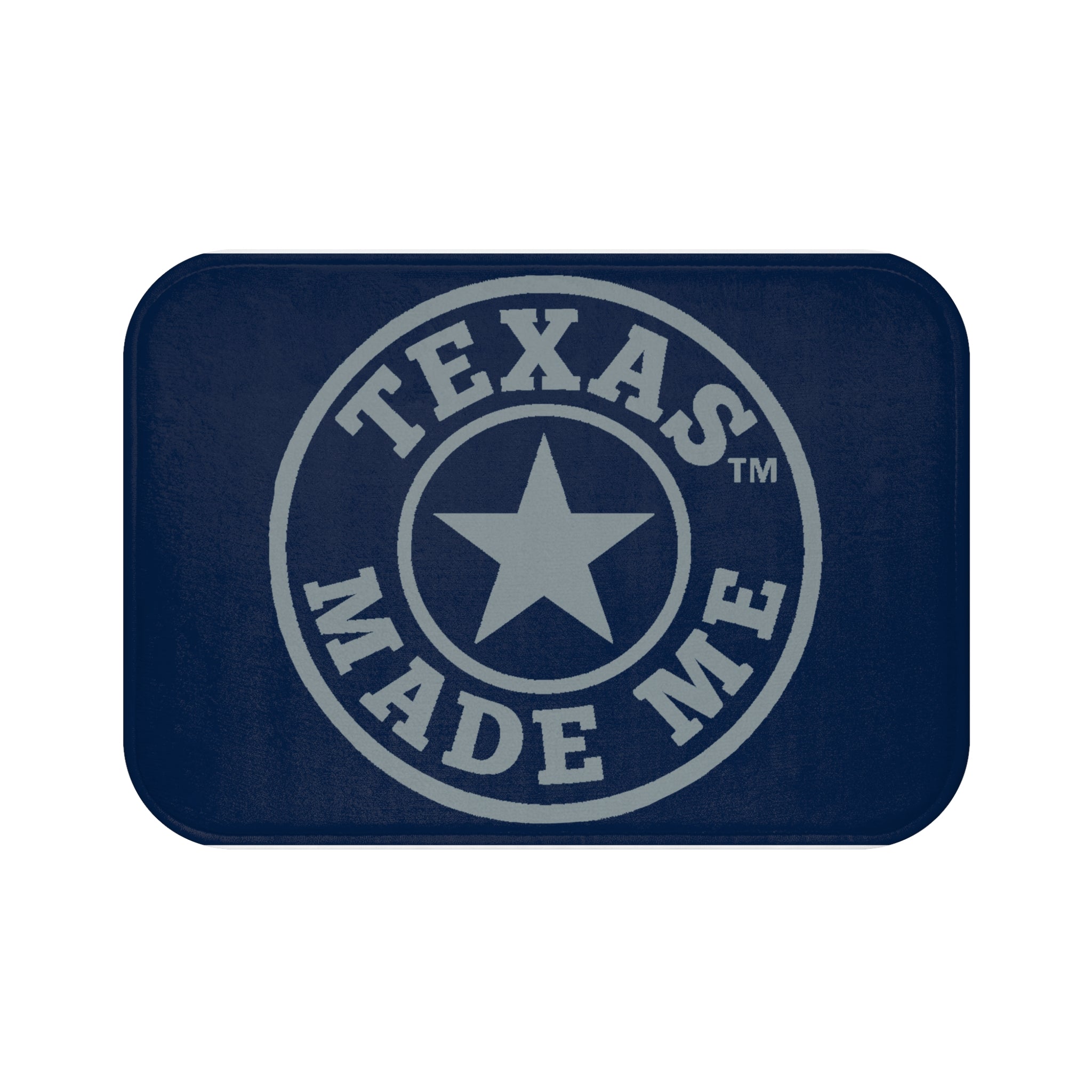 Texas Made Me Bath Mat – Navy and Silver Lone Star Bathroom Rug