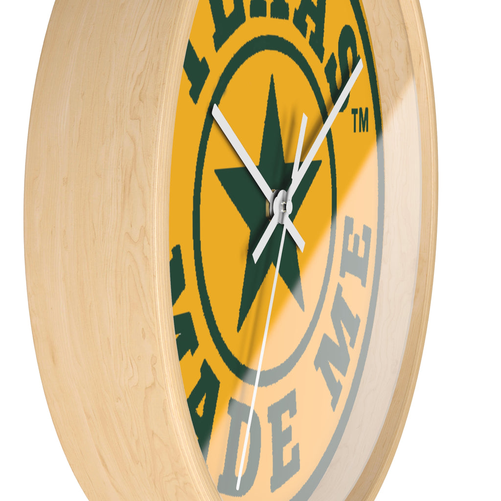 Texas Made Me Wall Clock — Rustic Lone Star Round Clock for Home & Office