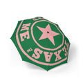 Pink & Green Foldable Umbrella – Texas Made Me Star Logo