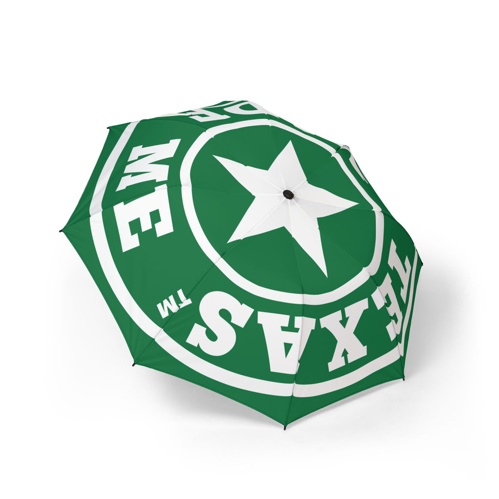 Team Green & White Foldable Umbrella – Texas Made Me Star Logo (Green & Gold)