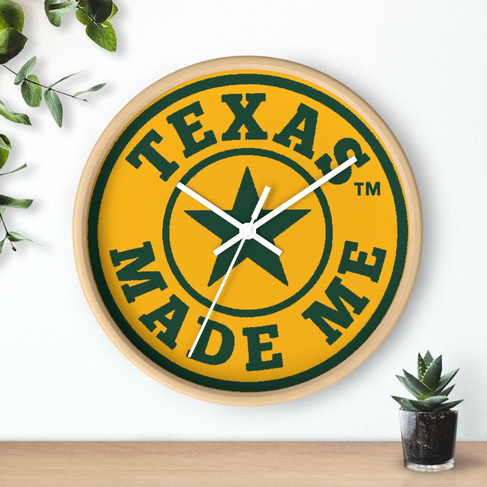 Texas Made Me Wall Clock — Rustic Lone Star Round Clock for Home & Office