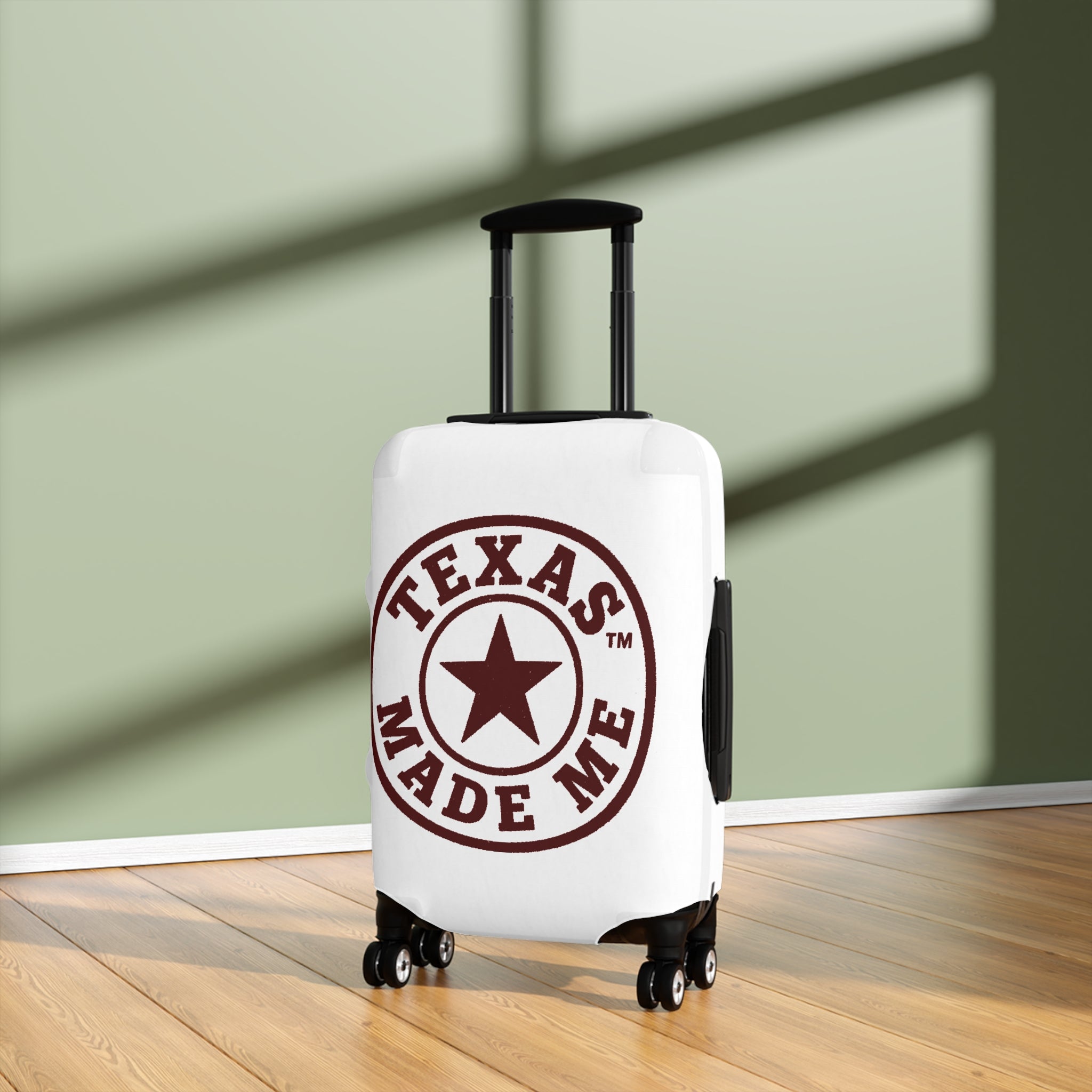Texas Made Me Luggage Cover — Travel Cover with Texas State Graphic