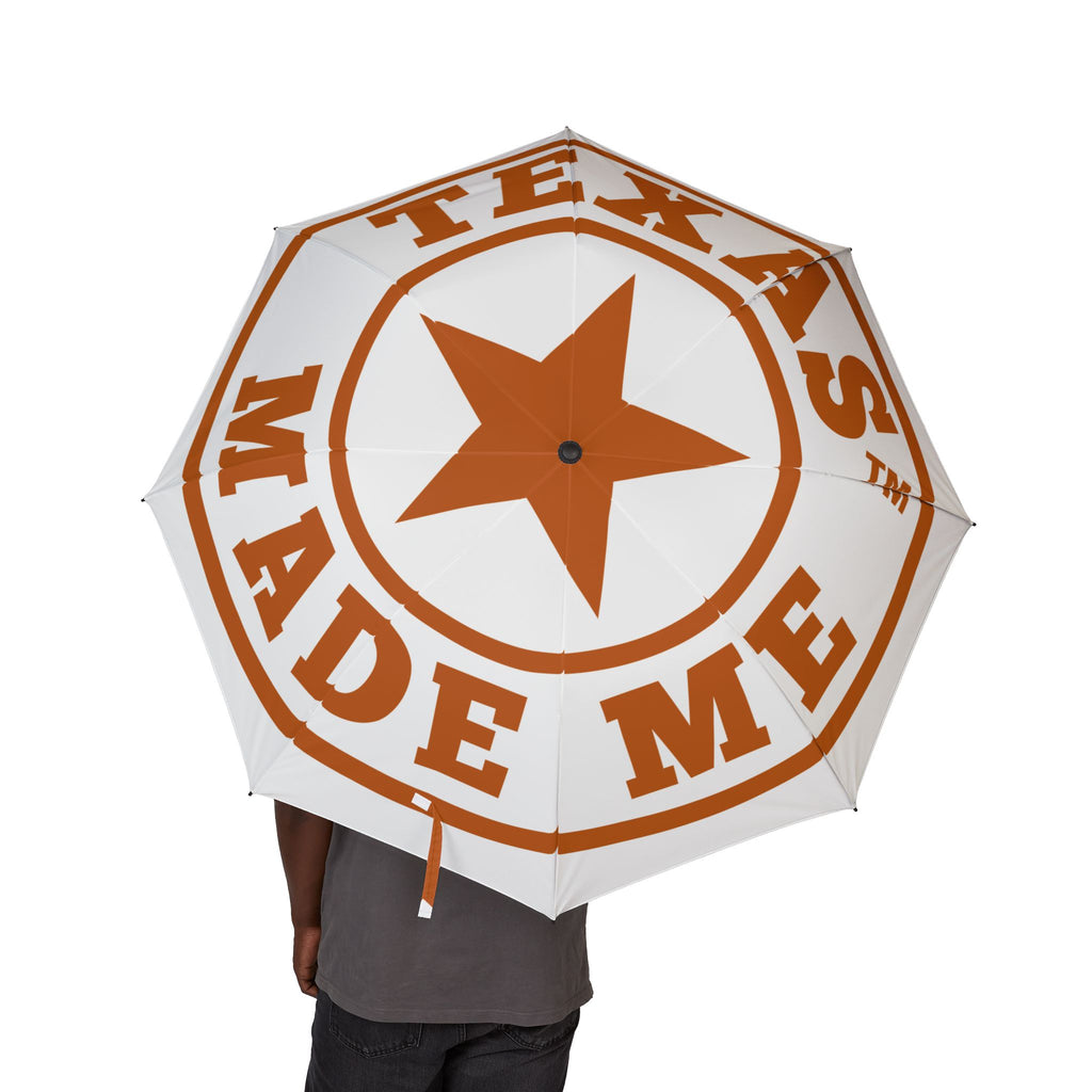 Foldable Umbrella – Texas Made Me Star Logo (Burnt Orange & White)