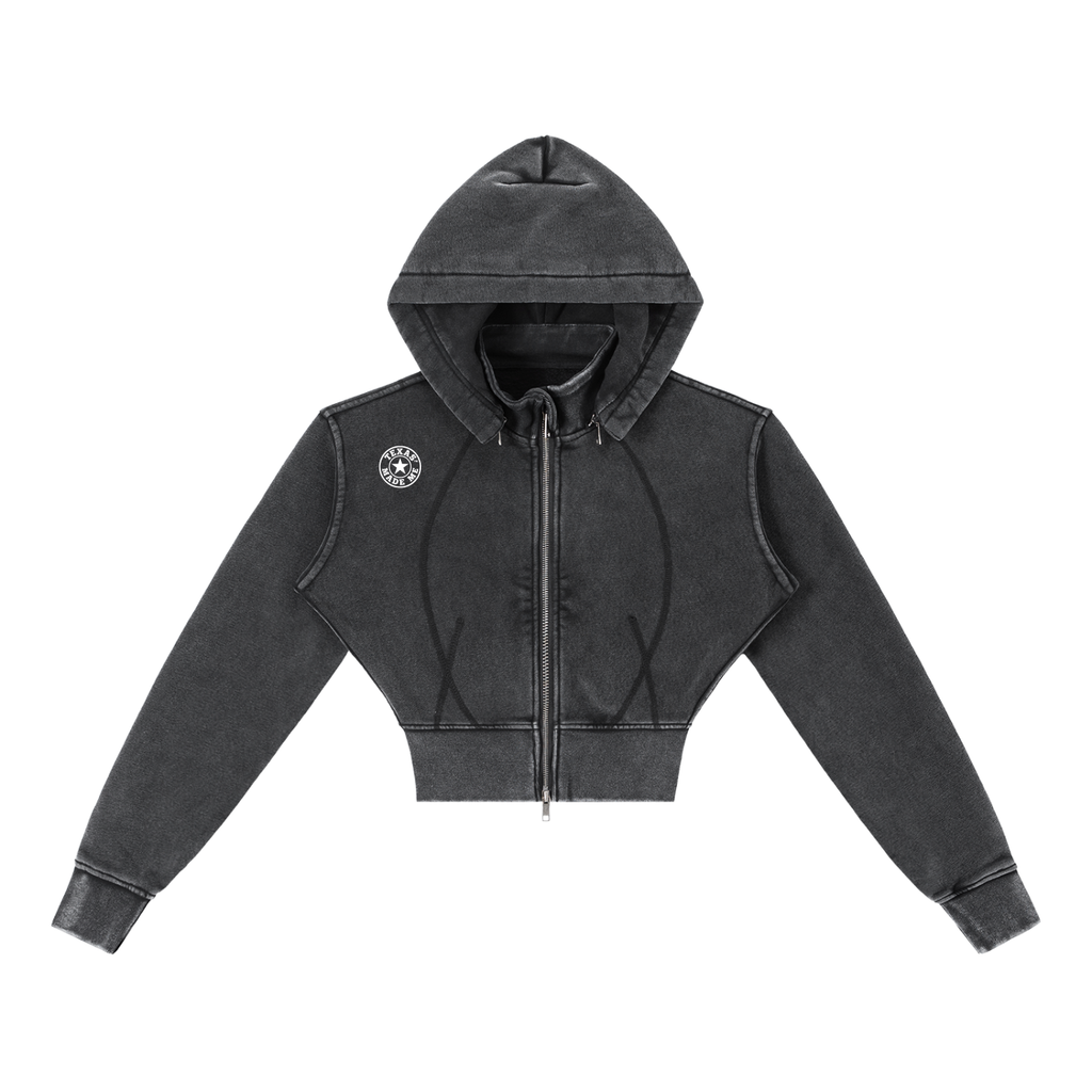 Vintage Washed Cropped Fleece Hoodie
