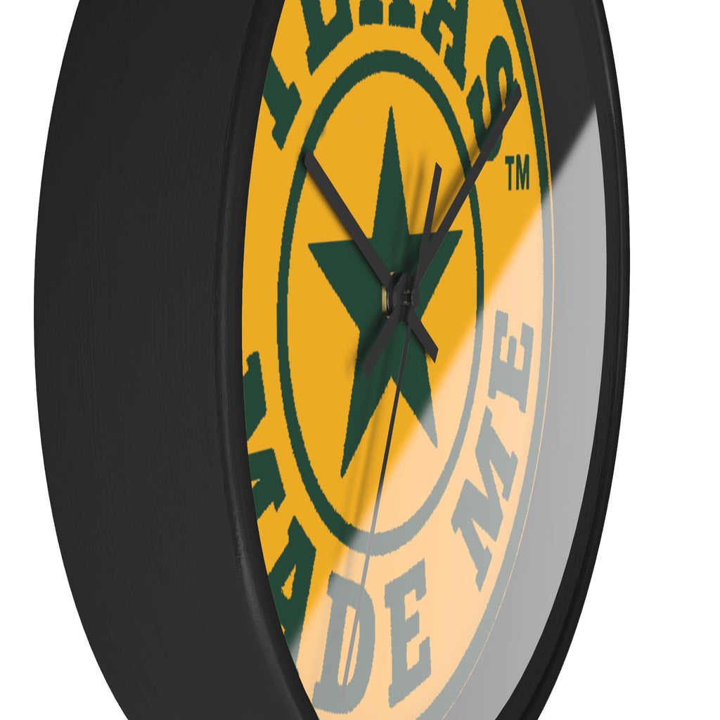 Texas Made Me Wall Clock — Rustic Lone Star Round Clock for Home & Office