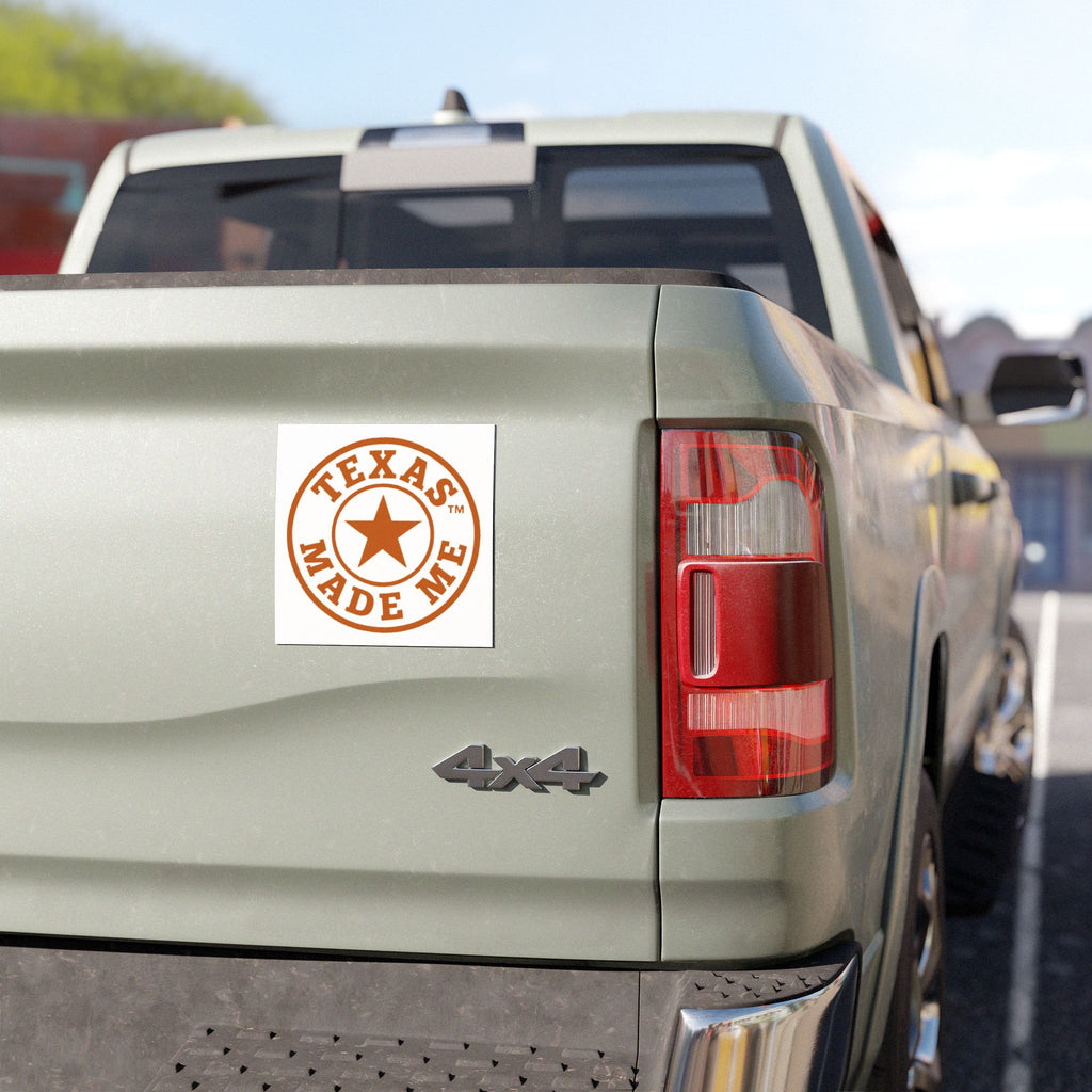 Burnt Orange / White Car Magnet - Round Lone Star Vehicle Decal