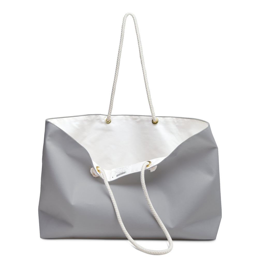 Texas Made Me Weekender Bag — Large Gray Travel Tote with Rope Handles