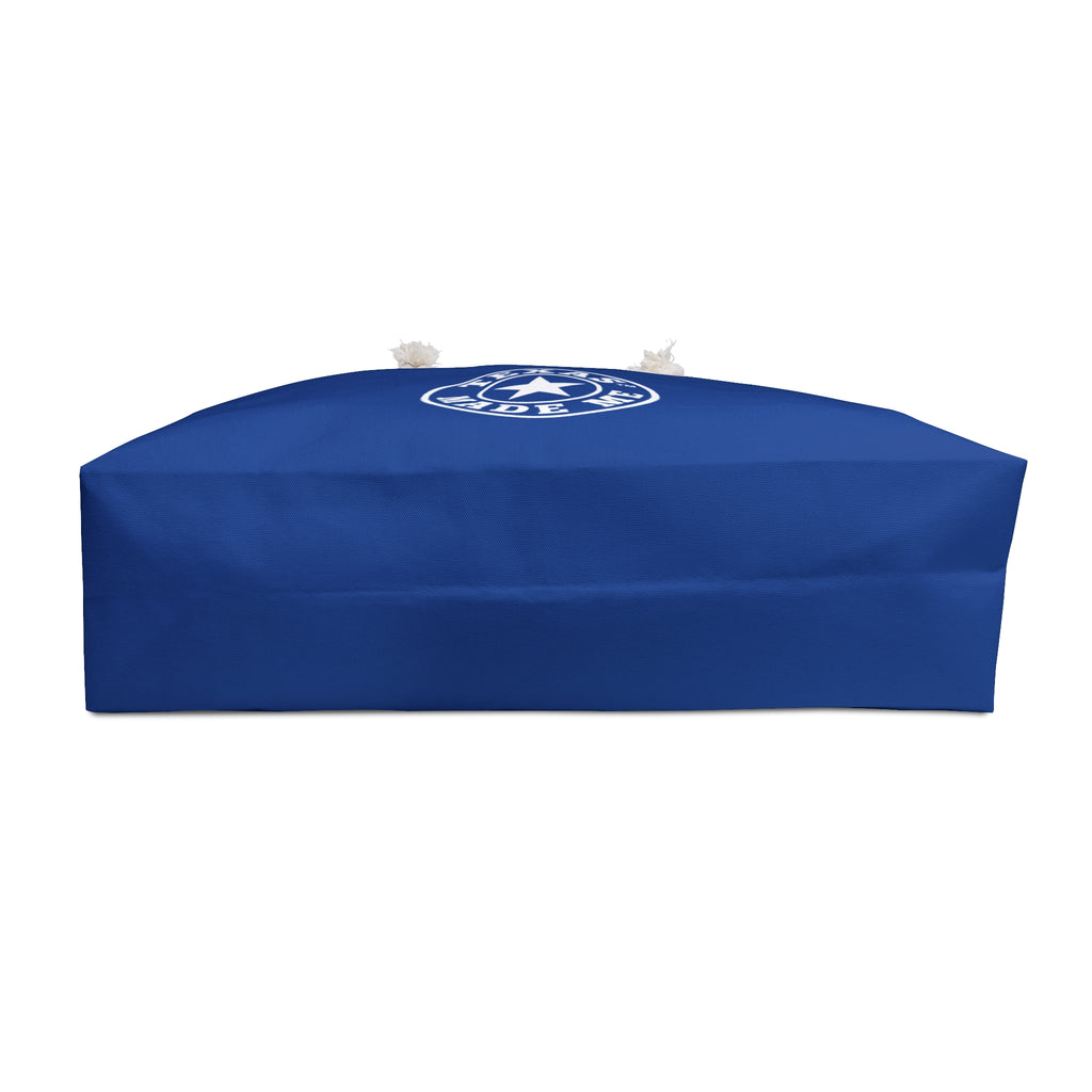 Texas Made Me Weekender Bag — Large Blue Travel Tote with Rope Handles