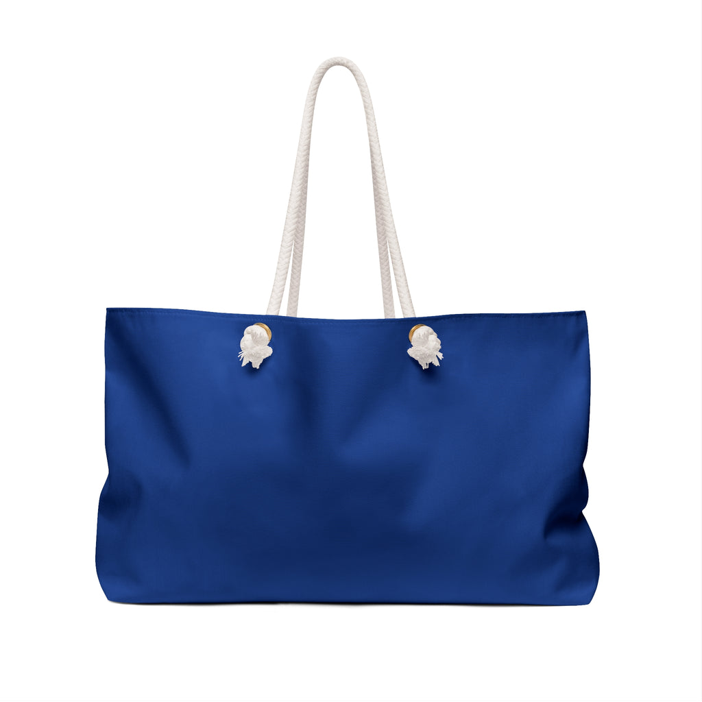 Texas Made Me Weekender Bag — Large Blue Travel Tote with Rope Handles