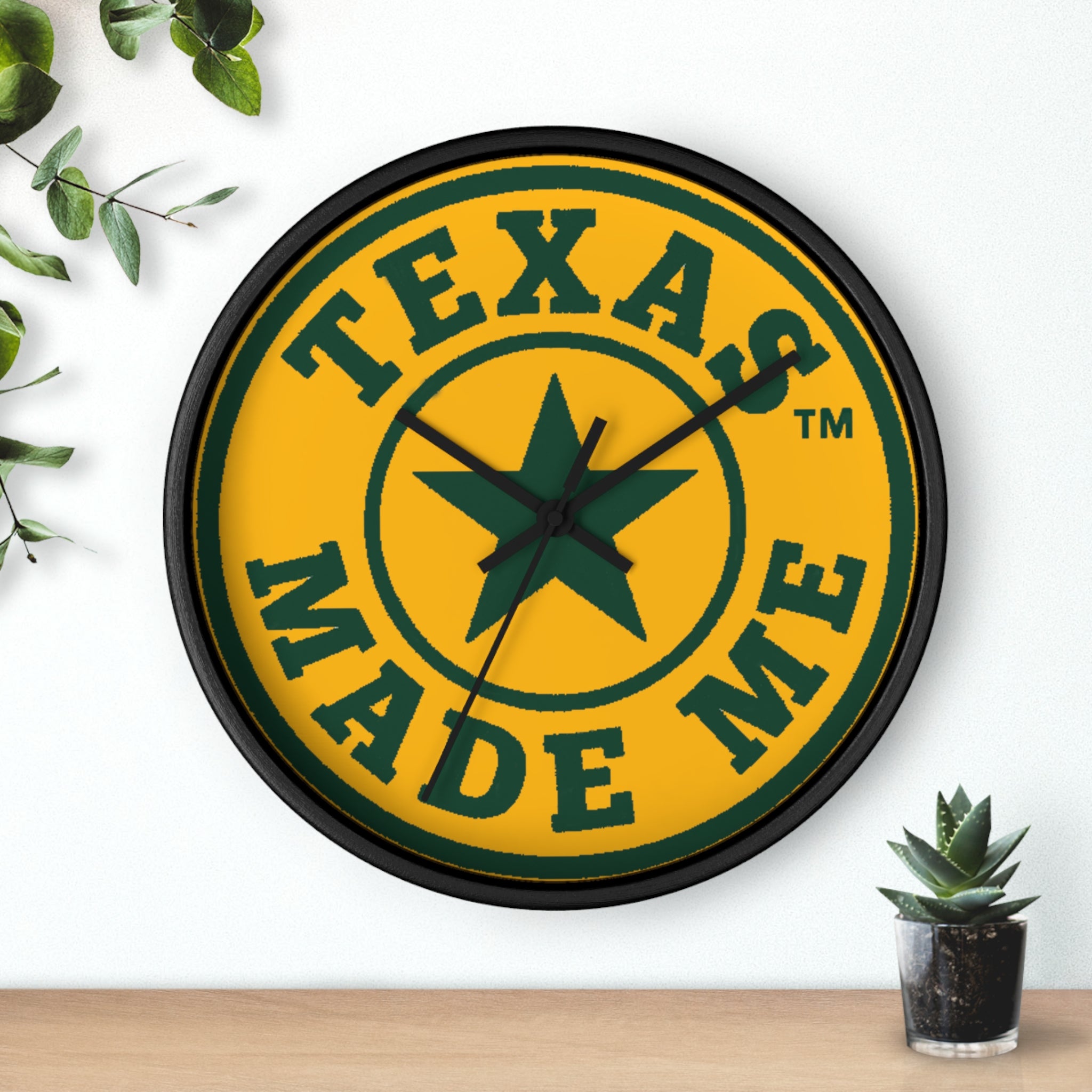 Texas Made Me Wall Clock — Rustic Lone Star Round Clock for Home & Office